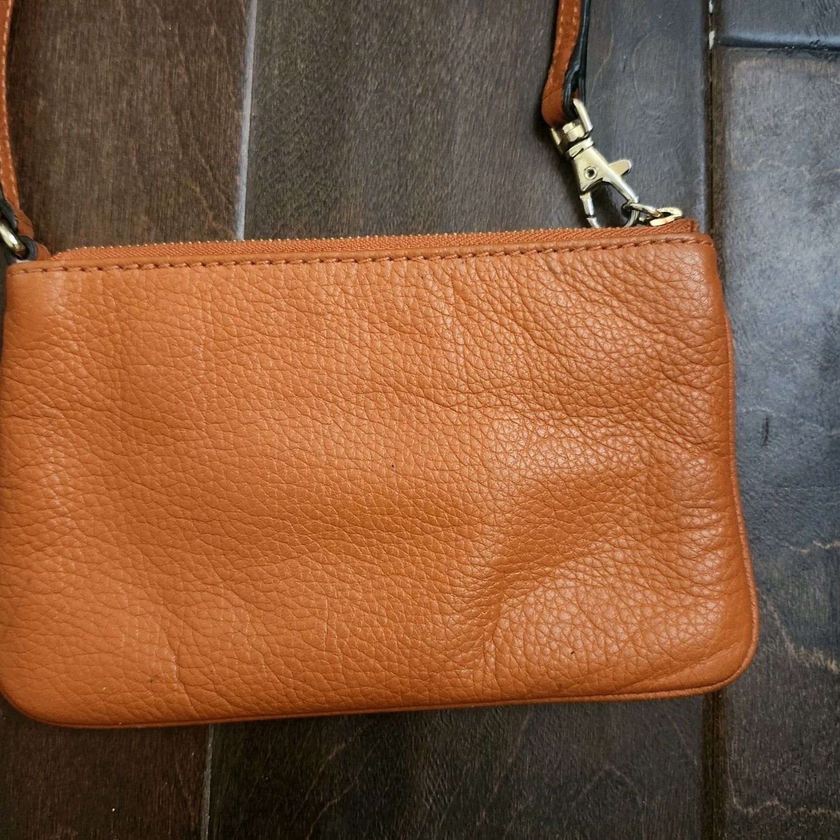 Michael Kors MICHAEL KORS SOFT PEBBLED GENUINE LEATHER MK LOGO WRISTLET in Tangerine Red Coral Red One Size Wristlet Womens Credit Card Zipper Strap Size ONE SIZE - 6 Thumbnail