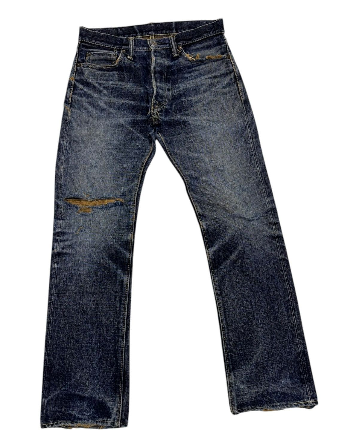 Self Edge × The Strike Gold THE STRIKE GOLD SELVEDGE DISTRESSED DENIM JEANS Size US 30 / EU 46 - 4 Thumbnail