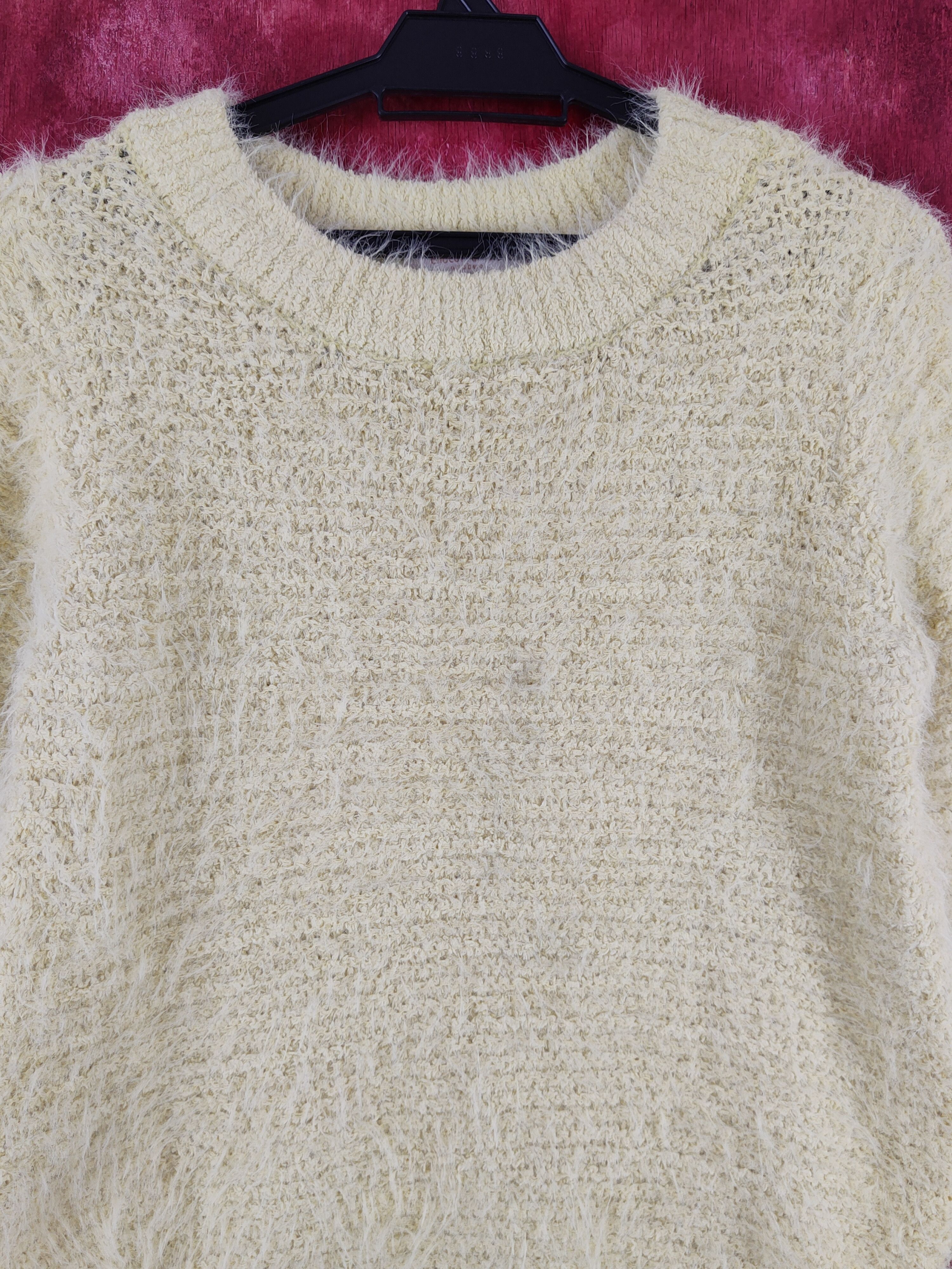 Aran Isles Knitwear Chocol Raffine Robe Yellow Fur Mohair Knitwear #S2009 Size S / US 4 / IT 40 - 2 Thumbnail