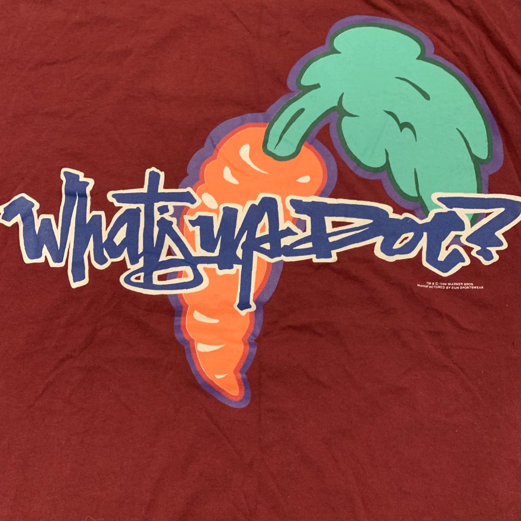 Vintage VINTAGE Sun Sportswear Bugs Bunny T-Shirt What’s Up Doc 1990s Shirt XL Red Mens 90s Cartoon Streetwear Size US XL / EU 56 / 4 - 6 Thumbnail