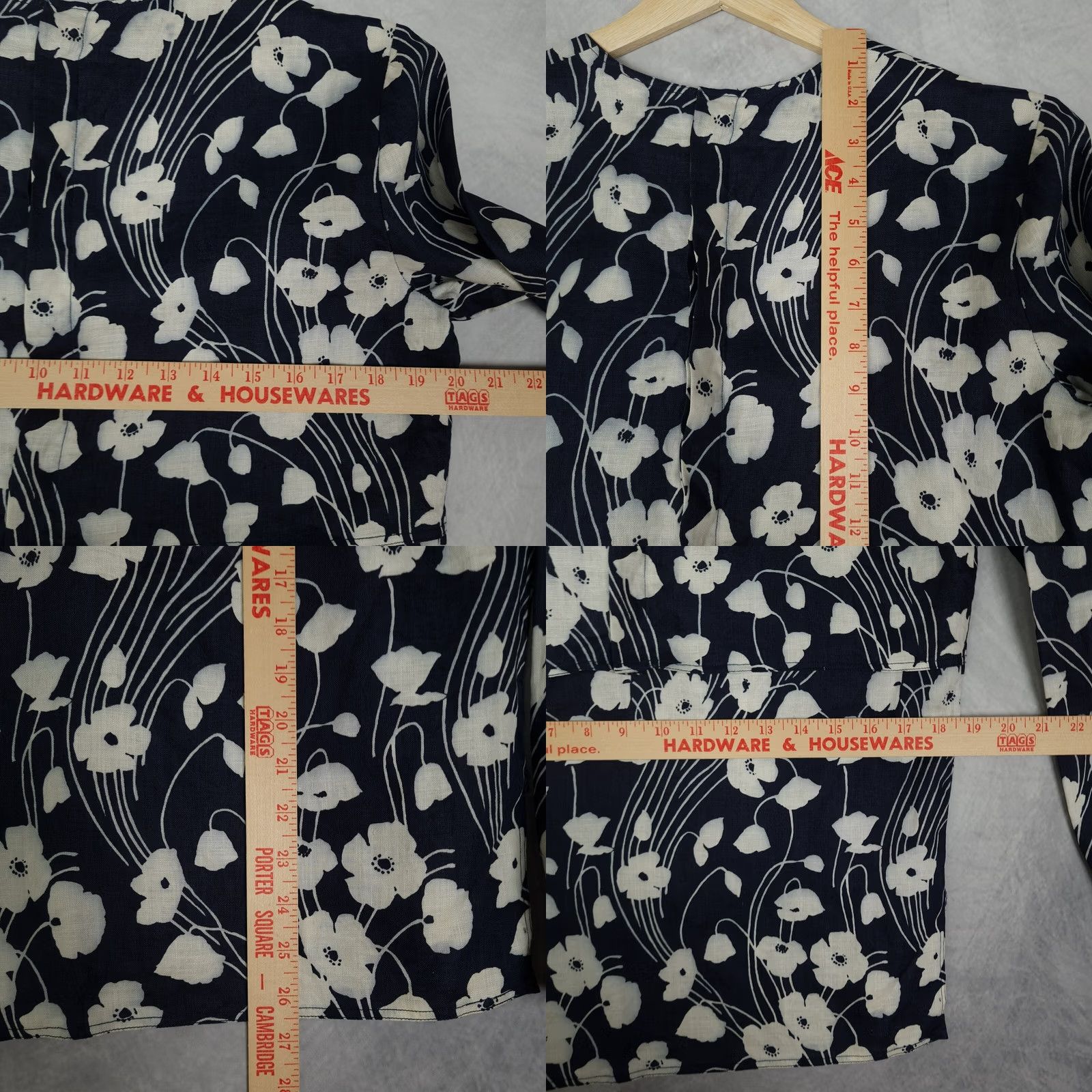 Valentino VINTAGE Valentino Top Womens 42 / US 6 Blue Floral Linen Relaxed Romantic Blouse 100% Linen Size M / US 6-8 / IT 42-44 - 10 Thumbnail
