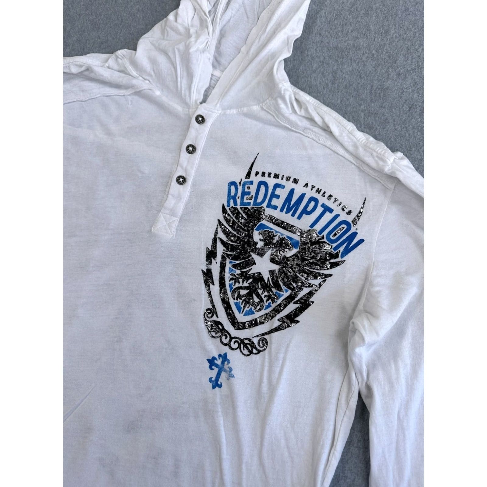 Affliction Affliction Hoodie White XL Pullover Shirt Mens Long Sleeve Solid Pattern Premium Athletics Redemption Winter Classic Comfort Size US XL / EU 56 / 4 - 3 Thumbnail