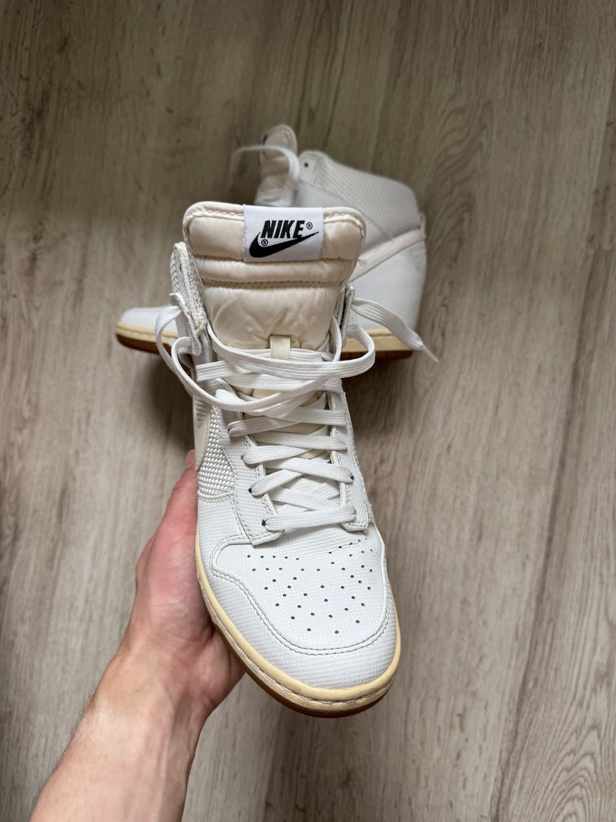 Nike RARE🔥 Nike Dunk Sky Hi Mesh White Leather Sz Sneaker Wedge Size US 8.5 / IT 38.5 - 23 Thumbnail