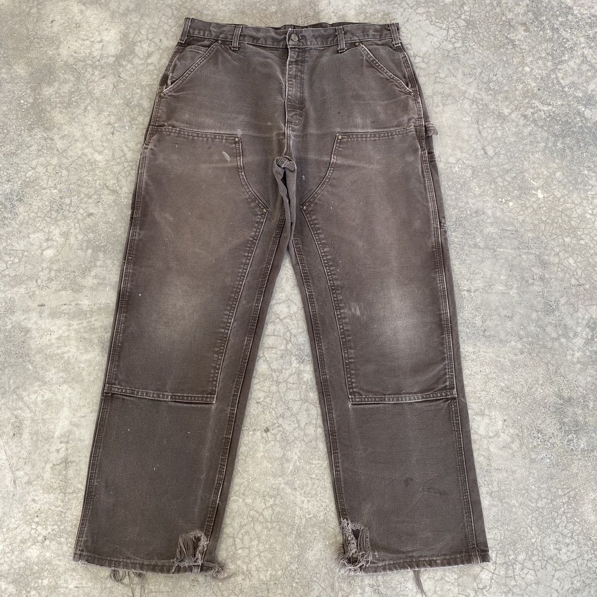 Carhartt VTG Carhartt Double Knee Faded Brown Carpenter Pants Size US 35 - 3 Thumbnail