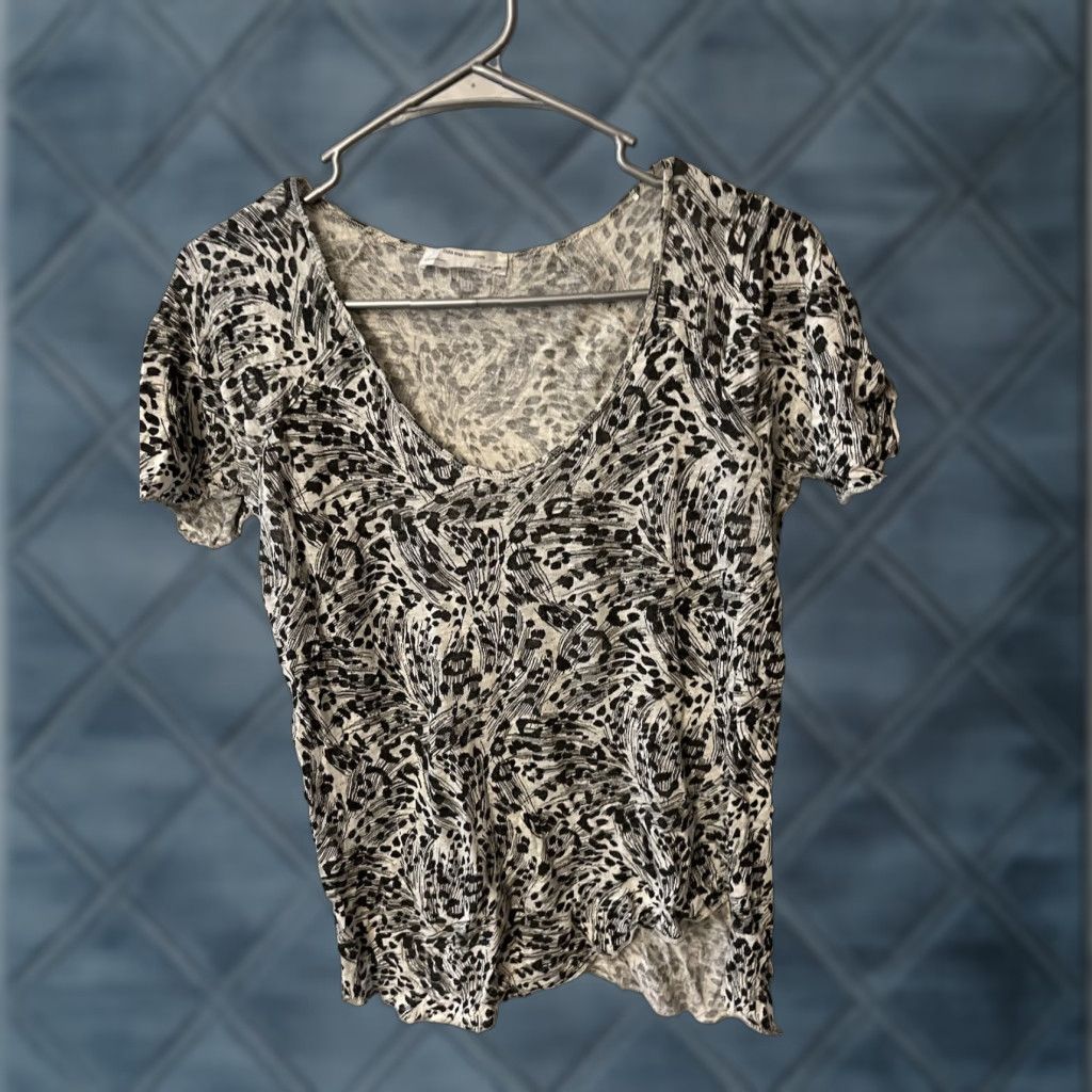 Zara Zara Women's Black Leopard Animal Print Crew Neck T shirt Size S - Multicolor, Short Sleeve, Basic, Designer, Regular Size S / US 4 / IT 40 - 1 Thumbnail