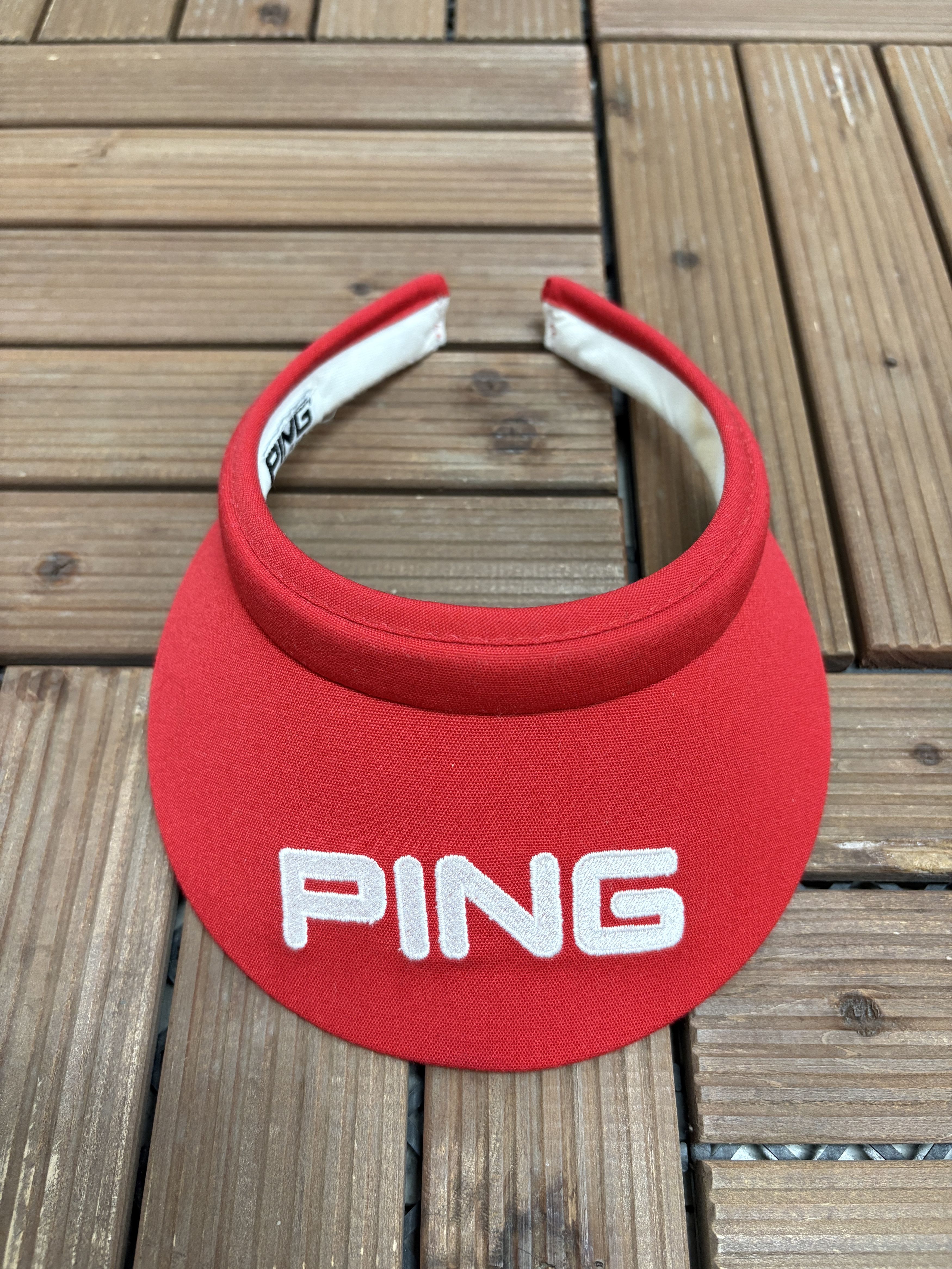 PING PING Embroidered Vintage Red Visor Hat Cap Size ONE SIZE - 2 Thumbnail