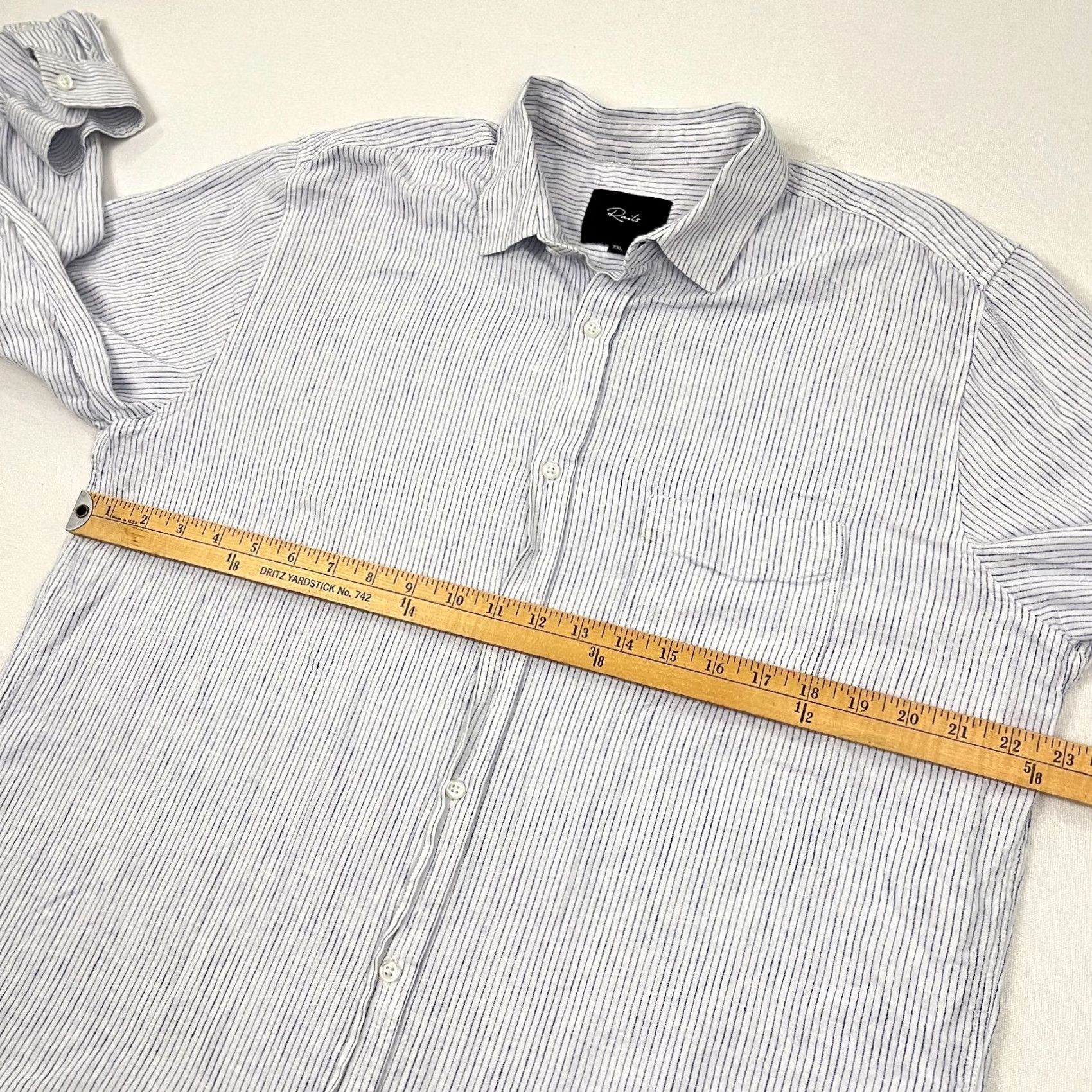 Rails Rails Shirt Mens XL / 2XL Connor White Royal Stripe Linen Blend Button Up Preppy Size US XXL / EU 58 / 5 - 7 Thumbnail