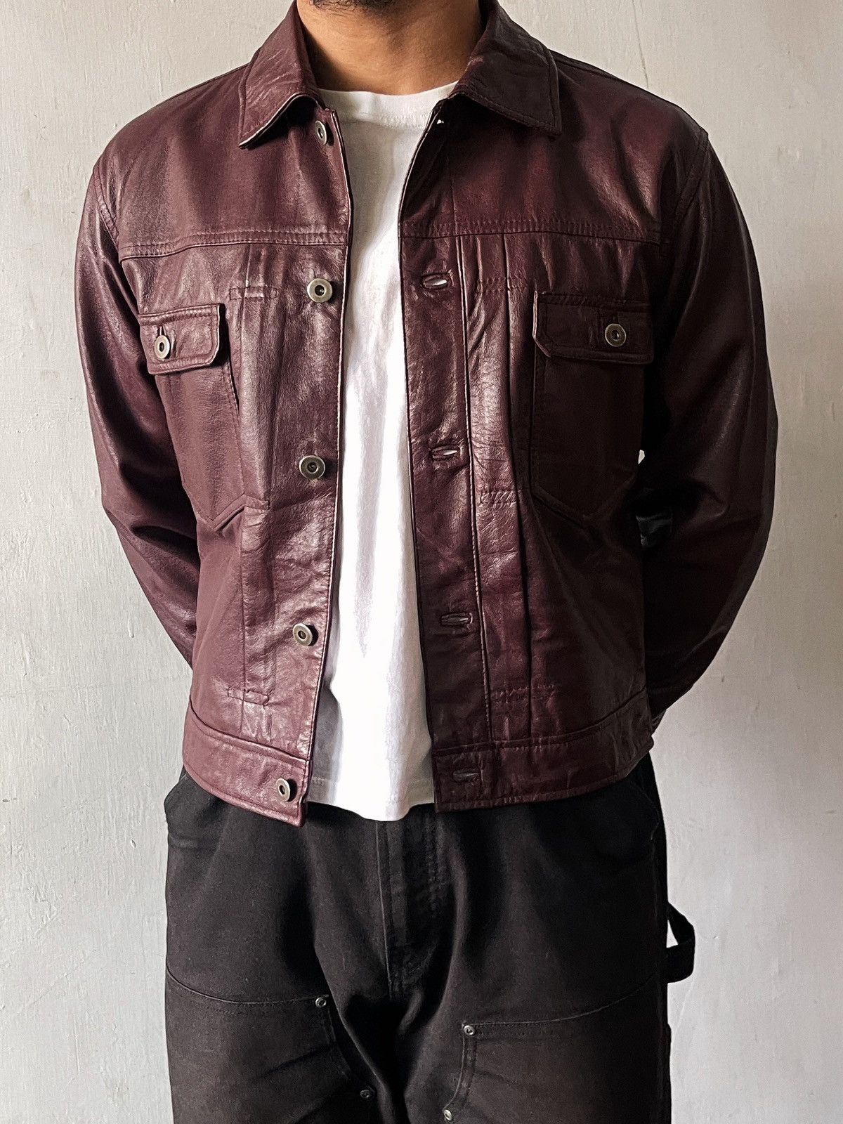 Japanese Brand 1990’s Burgundy Type II Leather Jacket Size US M / EU 48-50 / 2 - 3 Thumbnail