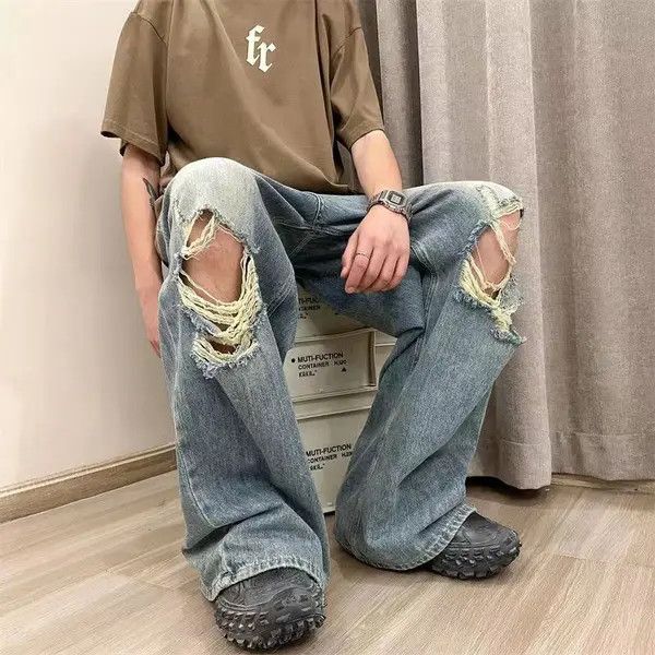 VIBE hiphop three-dimensional rose embroidery ins jeans Size US 32 / EU 48 - 2 Thumbnail