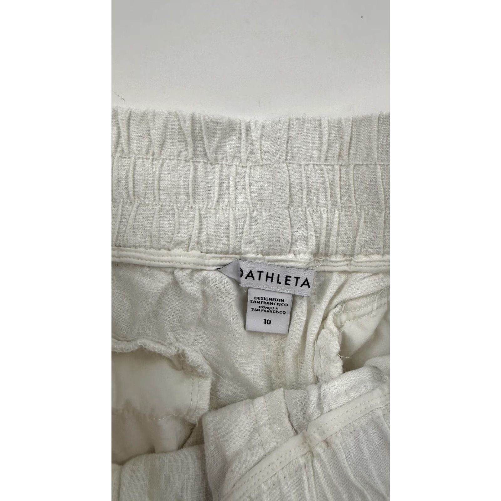 Athleta Athleta Pants Womens 10 White Cabo Linen Jogger Drawstring Pockets Elastic Waist Size 32" / US 10 / IT 46 - 5 Thumbnail