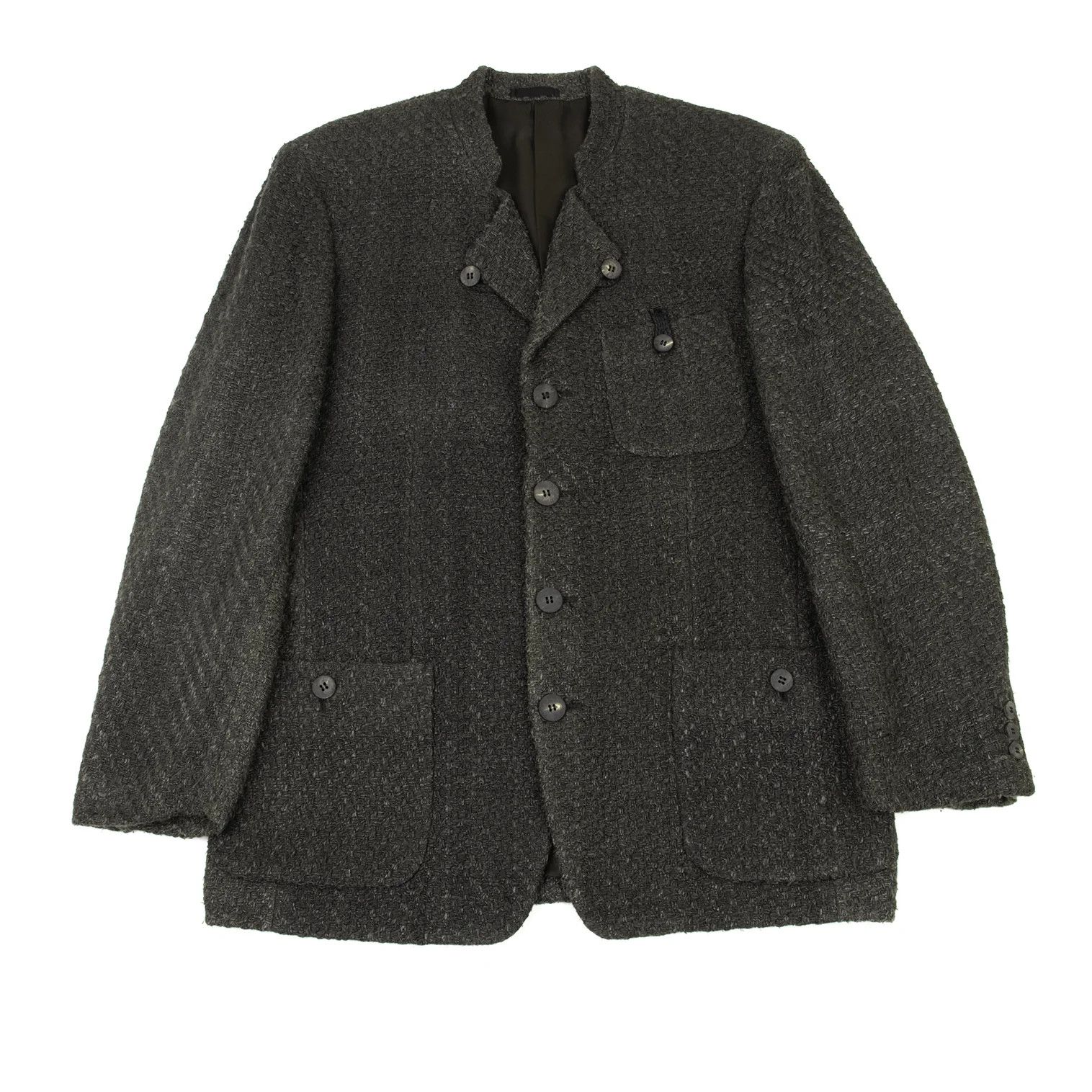 Issey Miyake Silk T Stand Collar Jacket in Khaki, Size L Size US L / EU 52-54 / 3 - 1 Thumbnail