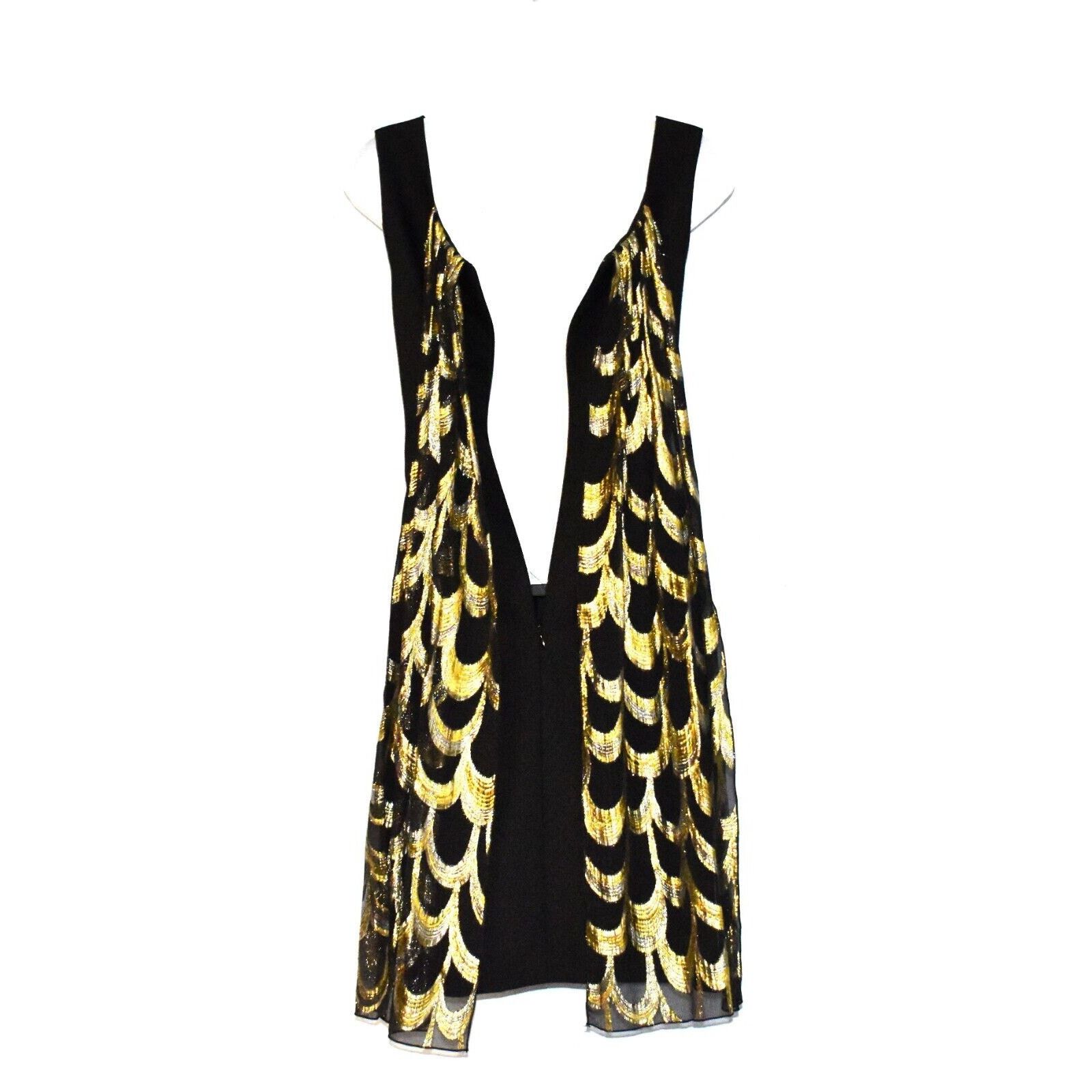 Trina Turk TRINA TURK Silk Chiffon Gold Metallic Back Sheath Dress Sz 6 Size M / US 6-8 / IT 42-44 - 4 Thumbnail