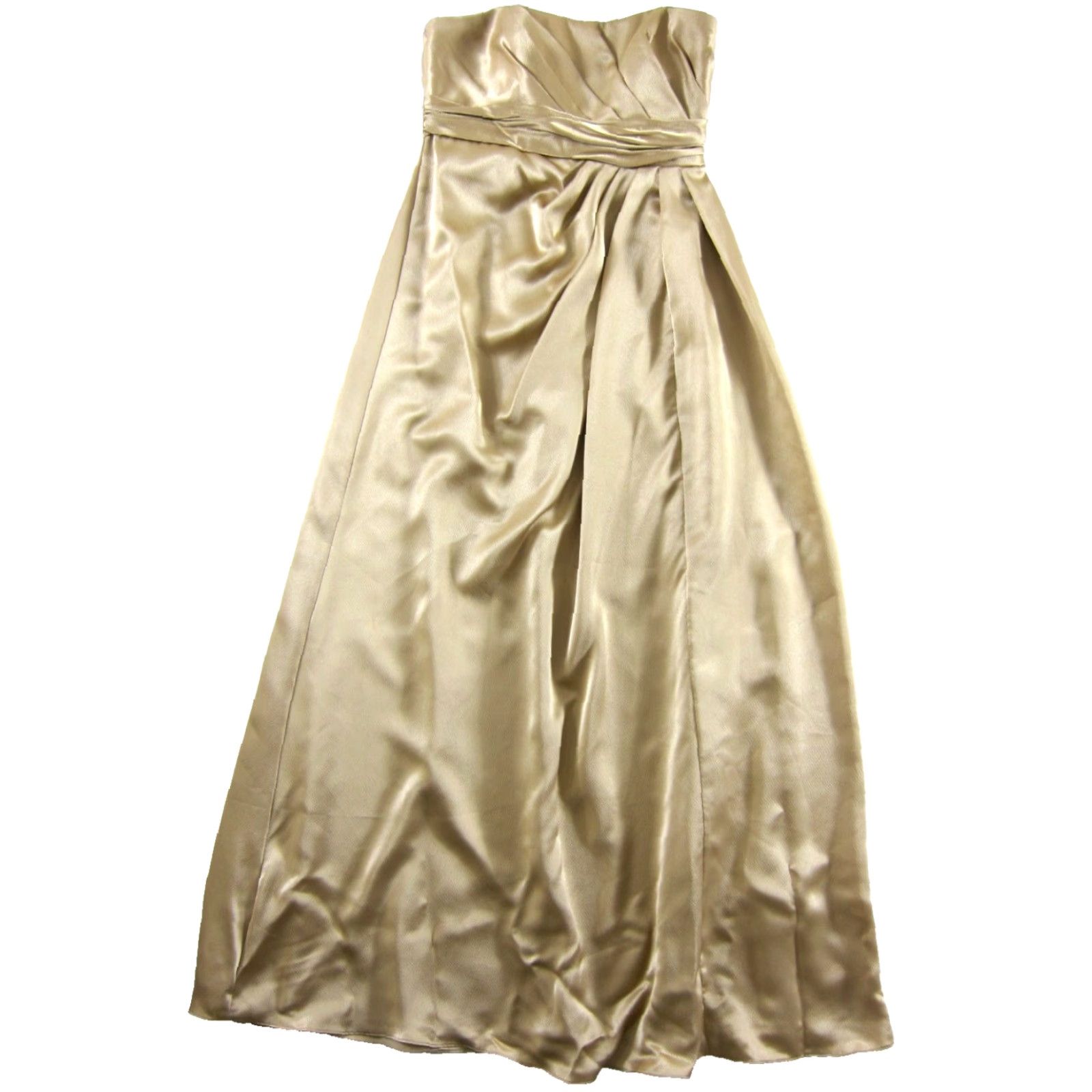 Vintage David's Bridal Gold Shimmer Ruche Strapless Long Party Prom Bridal Gown Dress 10 Size L / US 10 / IT 46 - 2 Thumbnail