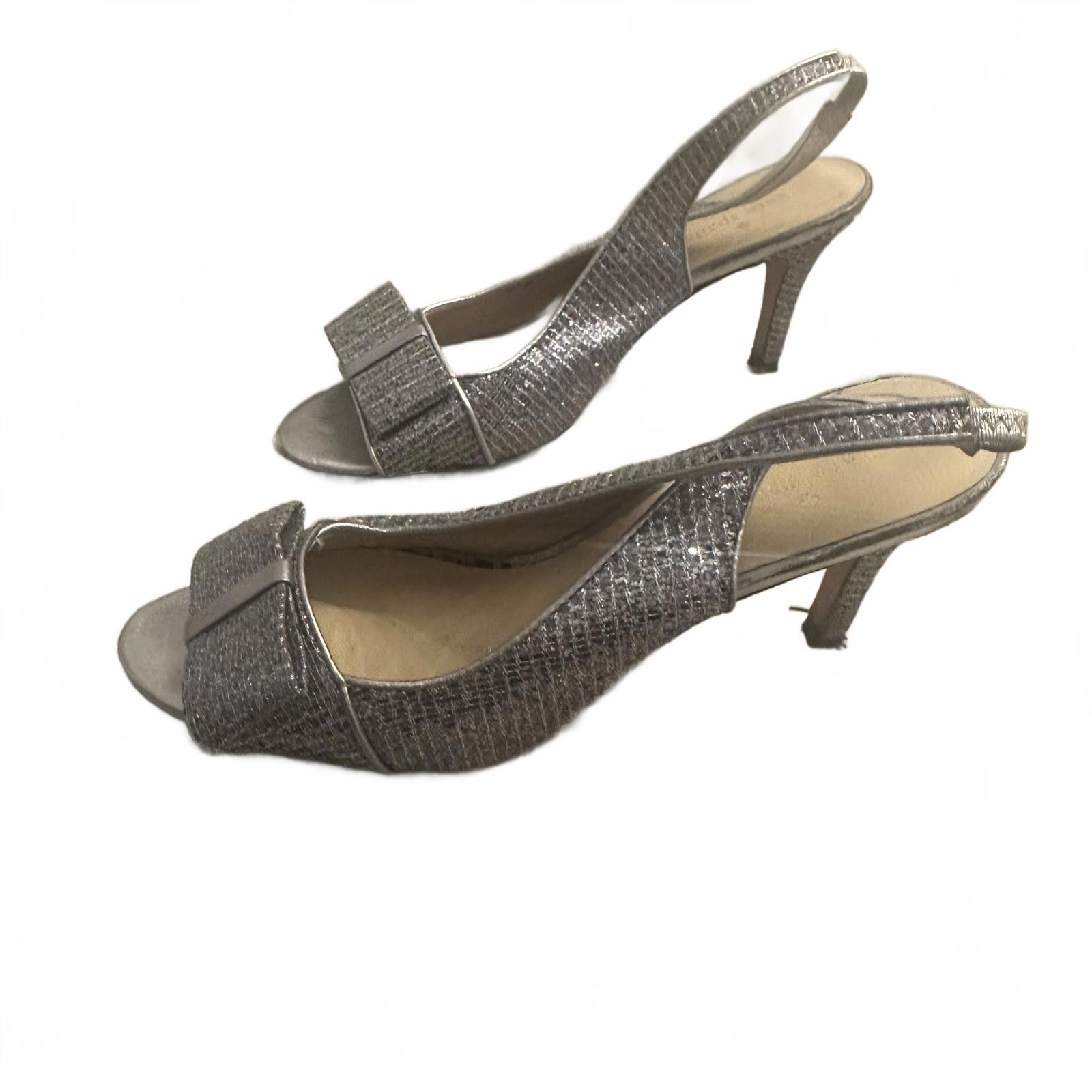 Designer Kate Spade Silver Slingback Heels Size US 9 / IT 39 - 2 Thumbnail