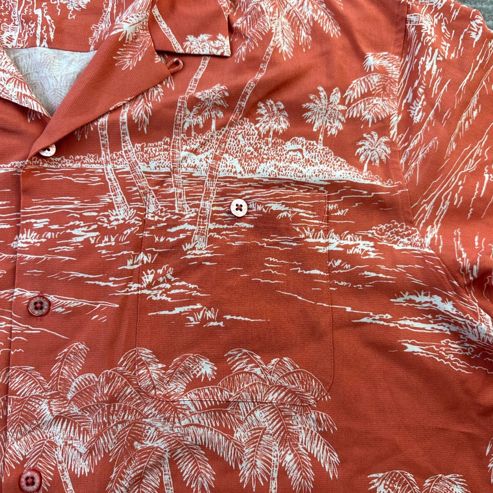 Tori Richard Tori Richard Shirt Mens Extra Large Orange Button Up Silk Blend Camp Size US XL / EU 56 / 4 - 5 Thumbnail