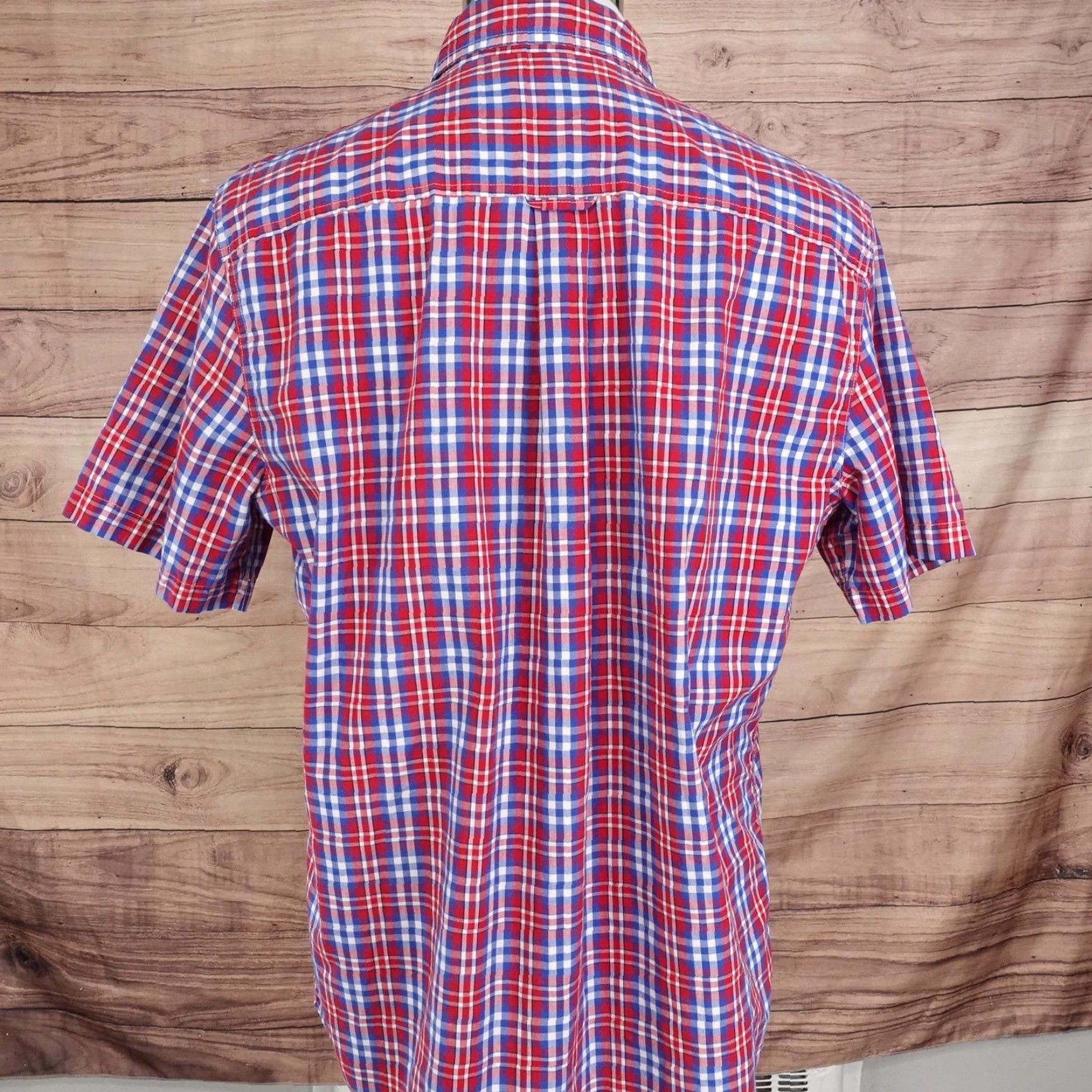 Chaps Chaps Shirt Mens Large Red Blue Plaid Short Sleeve Button Down Easy Care Pocket Shirt Big Crest Embroidered Check 60% cotton 40% polyester N/A? Size US L / EU 52-54 / 3 - 4 Thumbnail