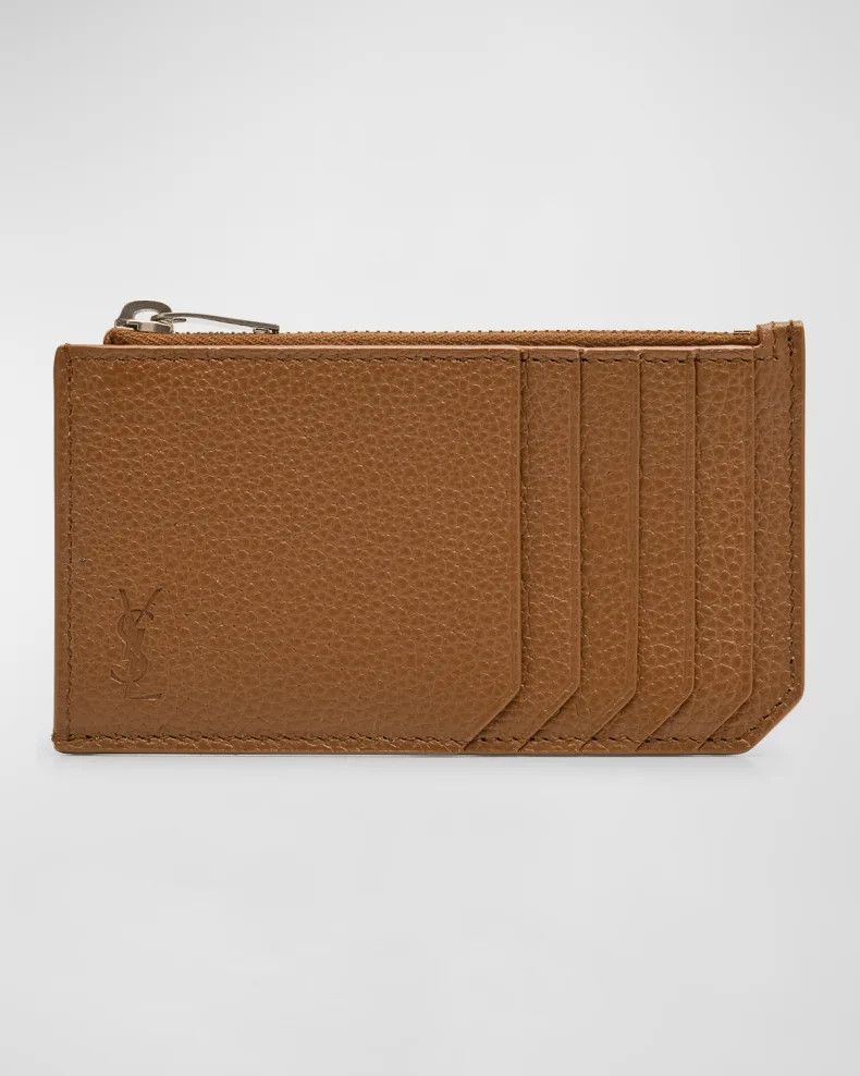 Saint Laurent Paris o1y0325 Size : OS / Logo Leather Cardholder in Brown Size ONE SIZE - 1 Thumbnail