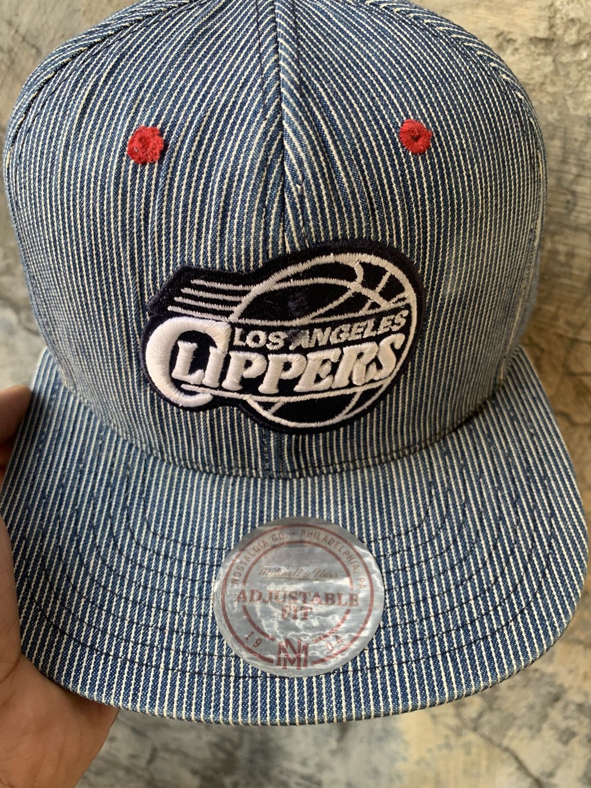 Mitchell & Ness LA Clippers Mitchell & Ness Blue Pinstripe Snapback Hat Size ONE SIZE - 2 Thumbnail