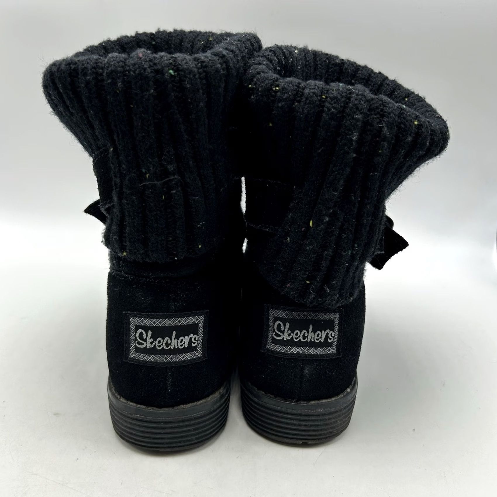 SKECHERS SKECHERS Boots Womens 7 Black Suede Sweater Ankle Pull On Cozy Casual Size M / US 6-8 / IT 42-44 - 5 Thumbnail