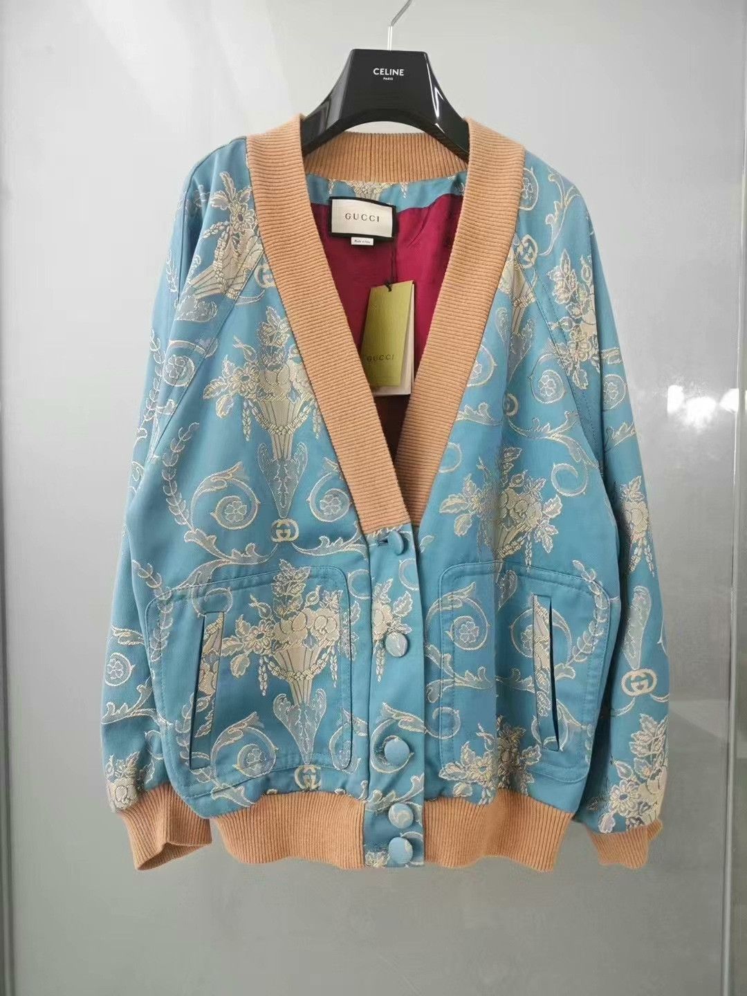 Gucci Gucci Blue Embroidered Button-Up Jacket Size L / US 10 / IT 46 - 1 Thumbnail
