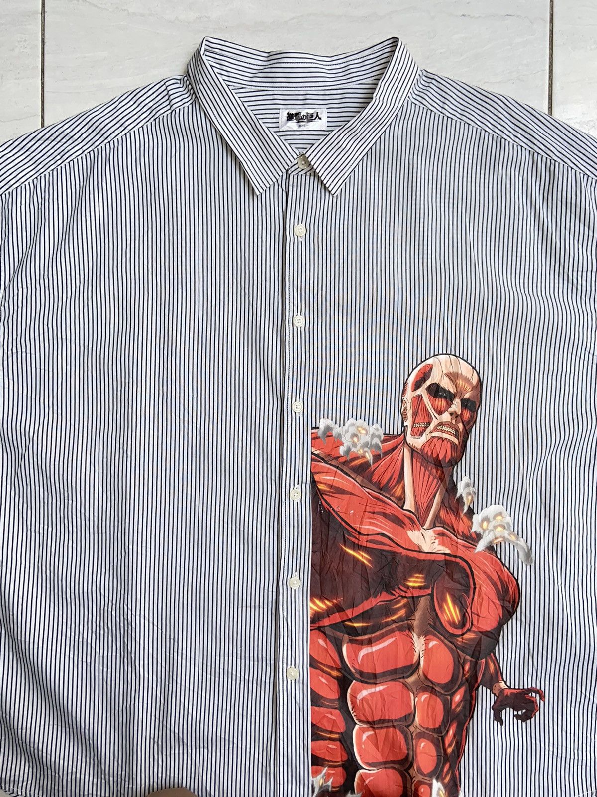 Designer × Japanese Brand Attack on Titan Anime Manga Japan Striped Shirt Size US XXL / EU 58 / 5 - 4 Thumbnail