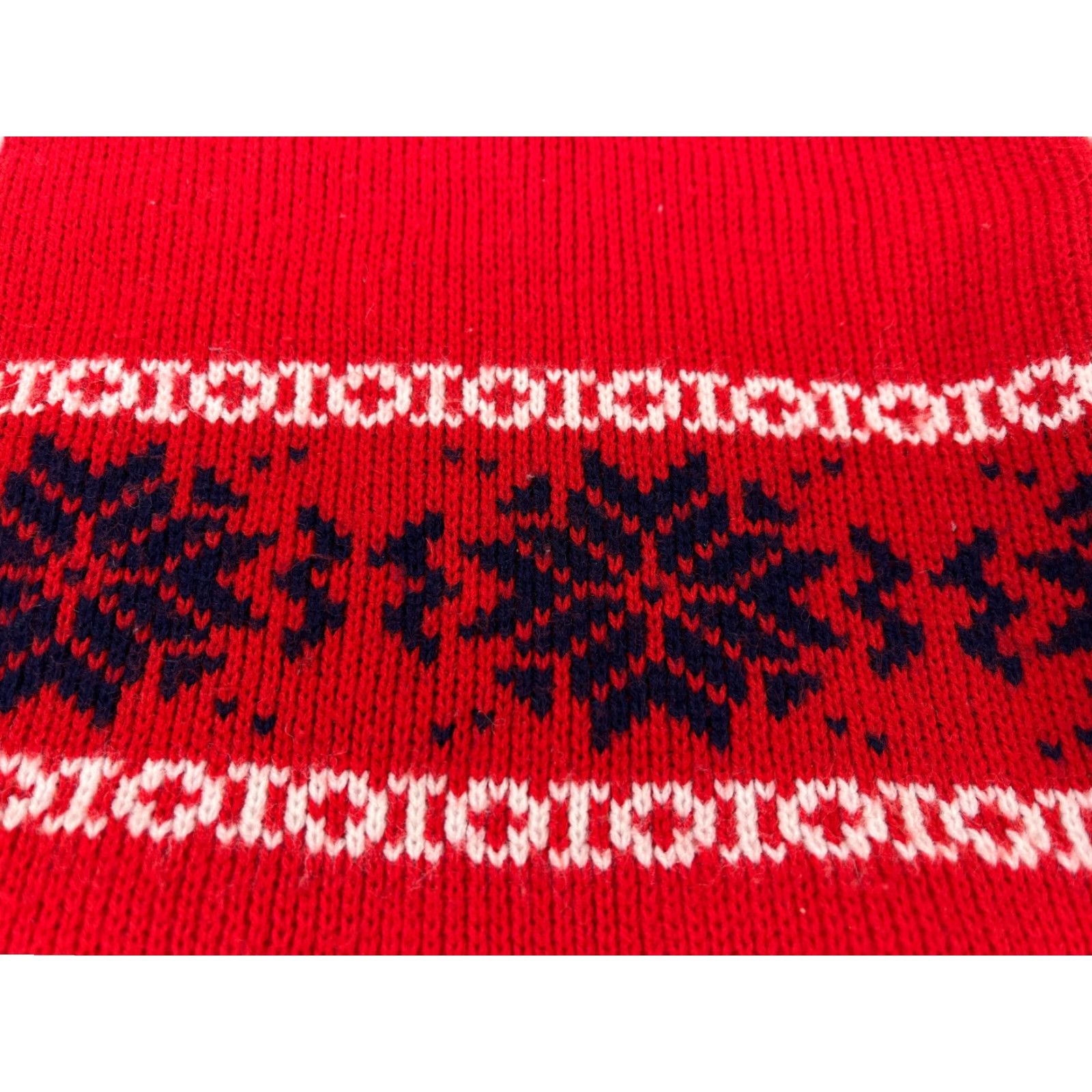 Vintage VINTAGE Beanie Hat Adult One Size Red Knit 100% Acrylic Fair Isle Winter Men Boys Size ONE SIZE - 2 Thumbnail
