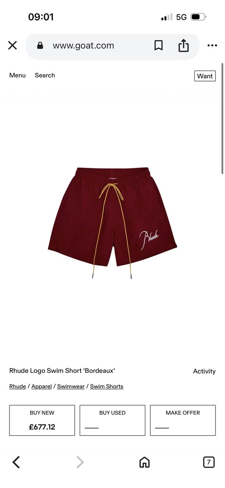 Rhude RHUDE men swim shorts sizes in photos by tape measure Size US 32 / EU 48 - 8 Thumbnail