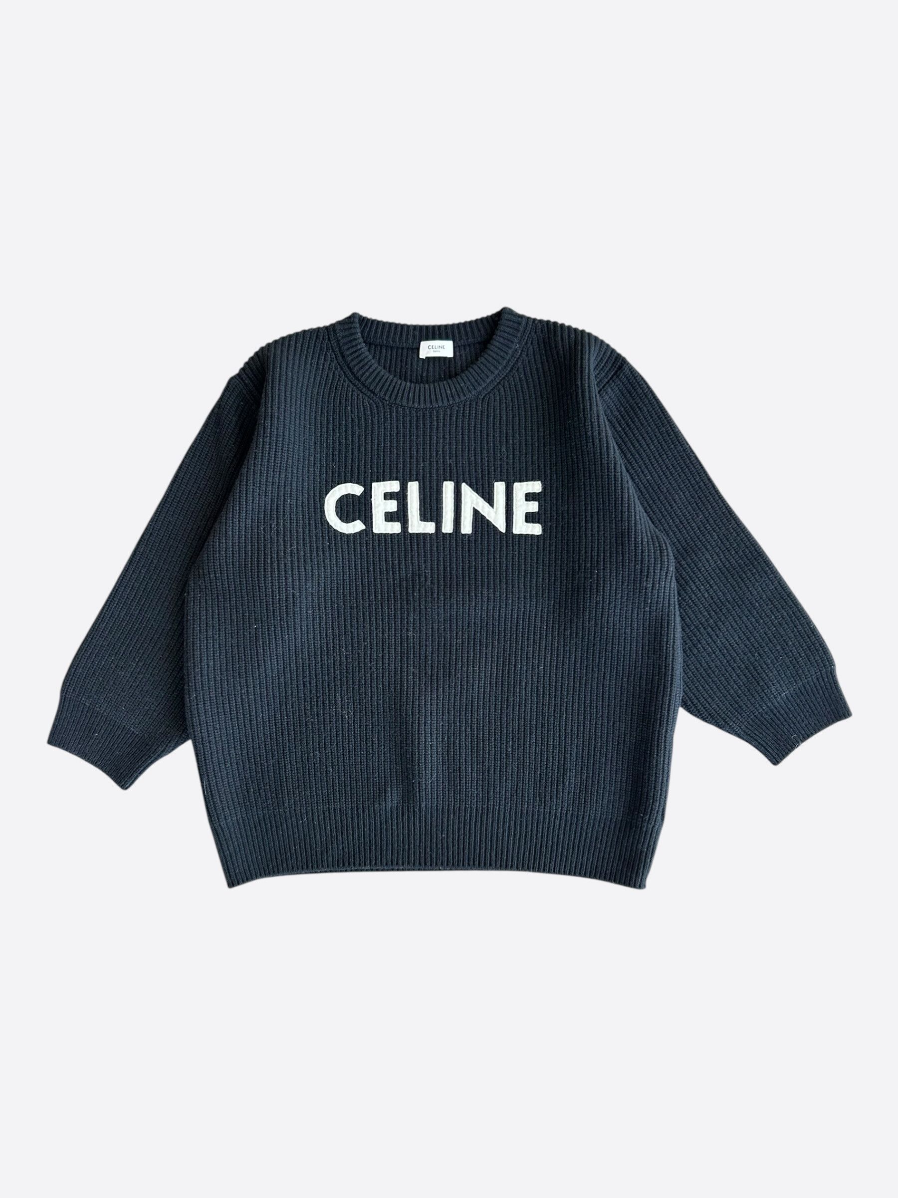Celine Celine Black & White Logo Ribbed Wool Women's Sweater Size M / US 6-8 / IT 42-44 - 1 Thumbnail