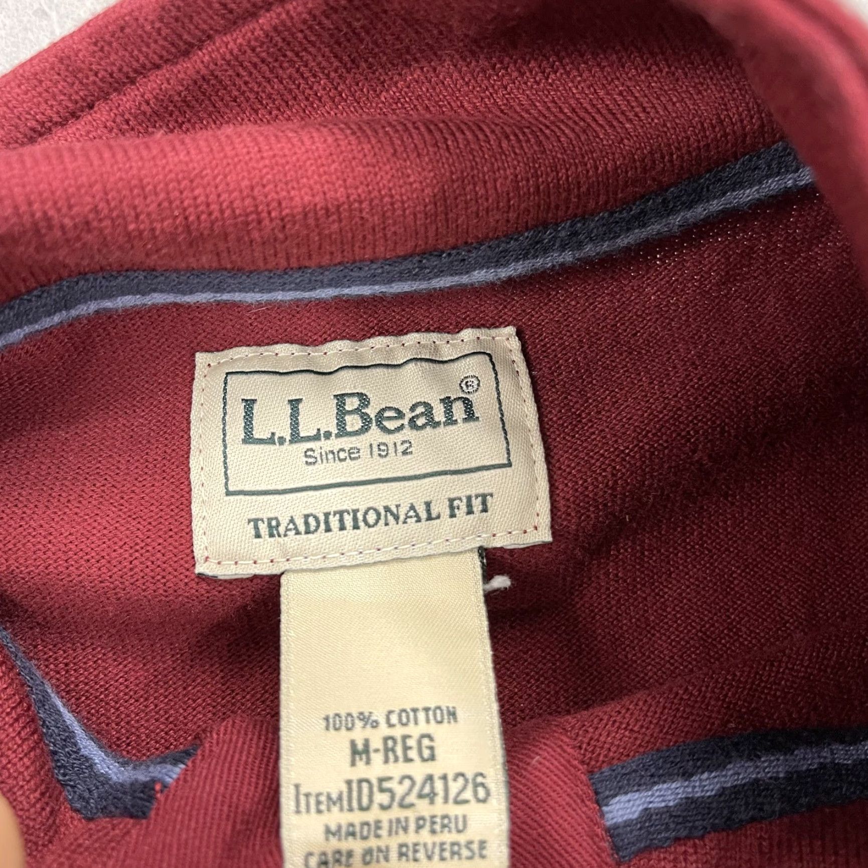 Vintage LL Bean Polo Shirt Mens Medium Red Striped Mockneck Rugby Long Sleeve Cotton Size US M / EU 48-50 / 2 - 5 Thumbnail