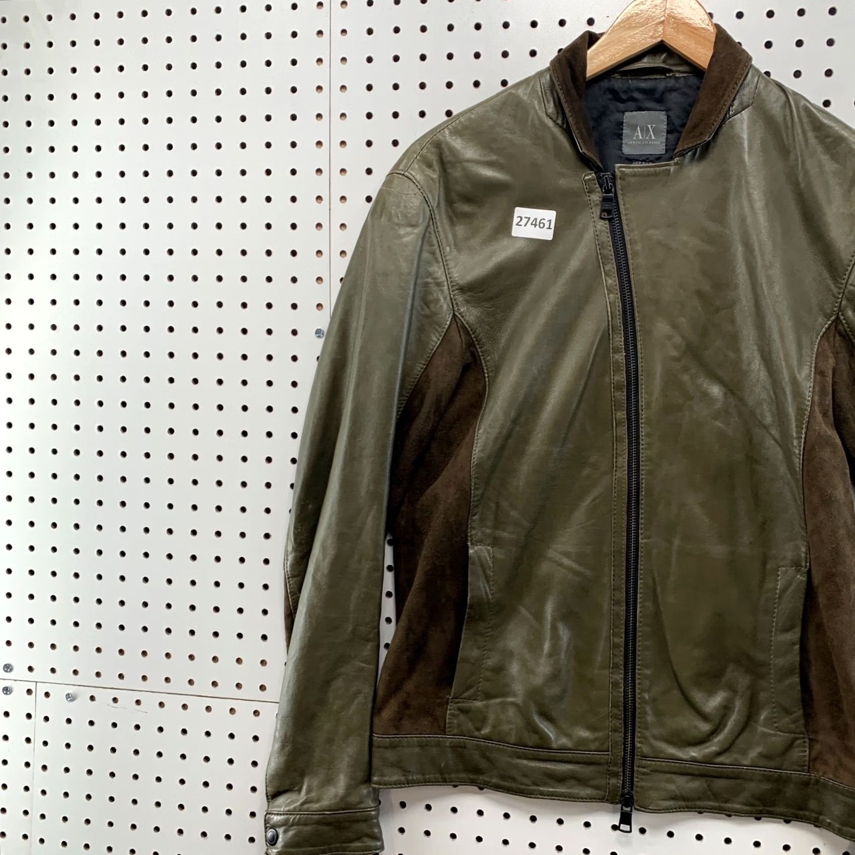 Armani Exchange Armani Exchange Woman Small Green Lamb Suede Zipper Motorcycle 20.5x25.5 Size S / US 4 / IT 40 - 3 Thumbnail