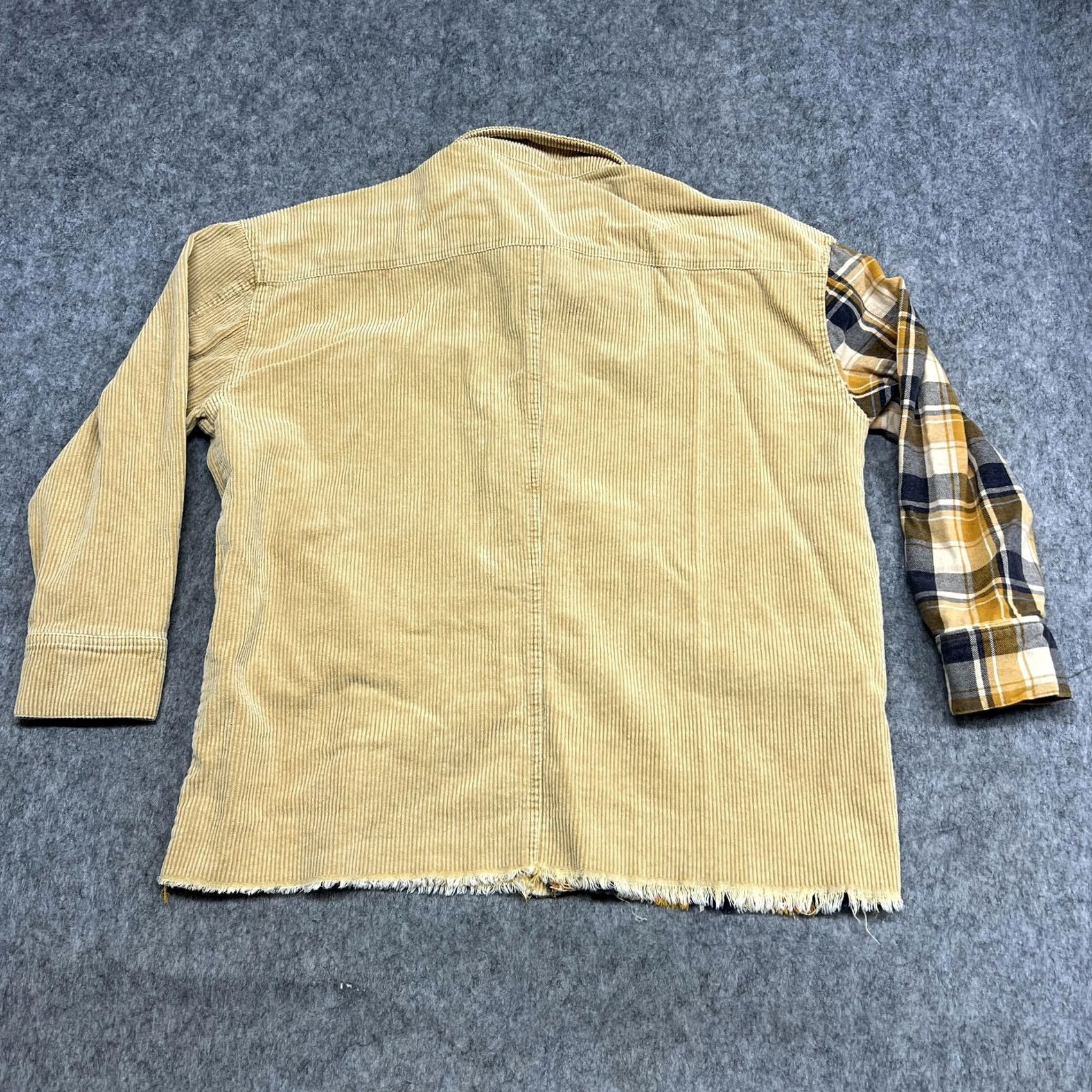Vintage Oli & Hali Jacket Womens L Beige Corduroy Plaid Patchwork Shacket Snap Casual Size L / US 10 / IT 46 - 2 Thumbnail