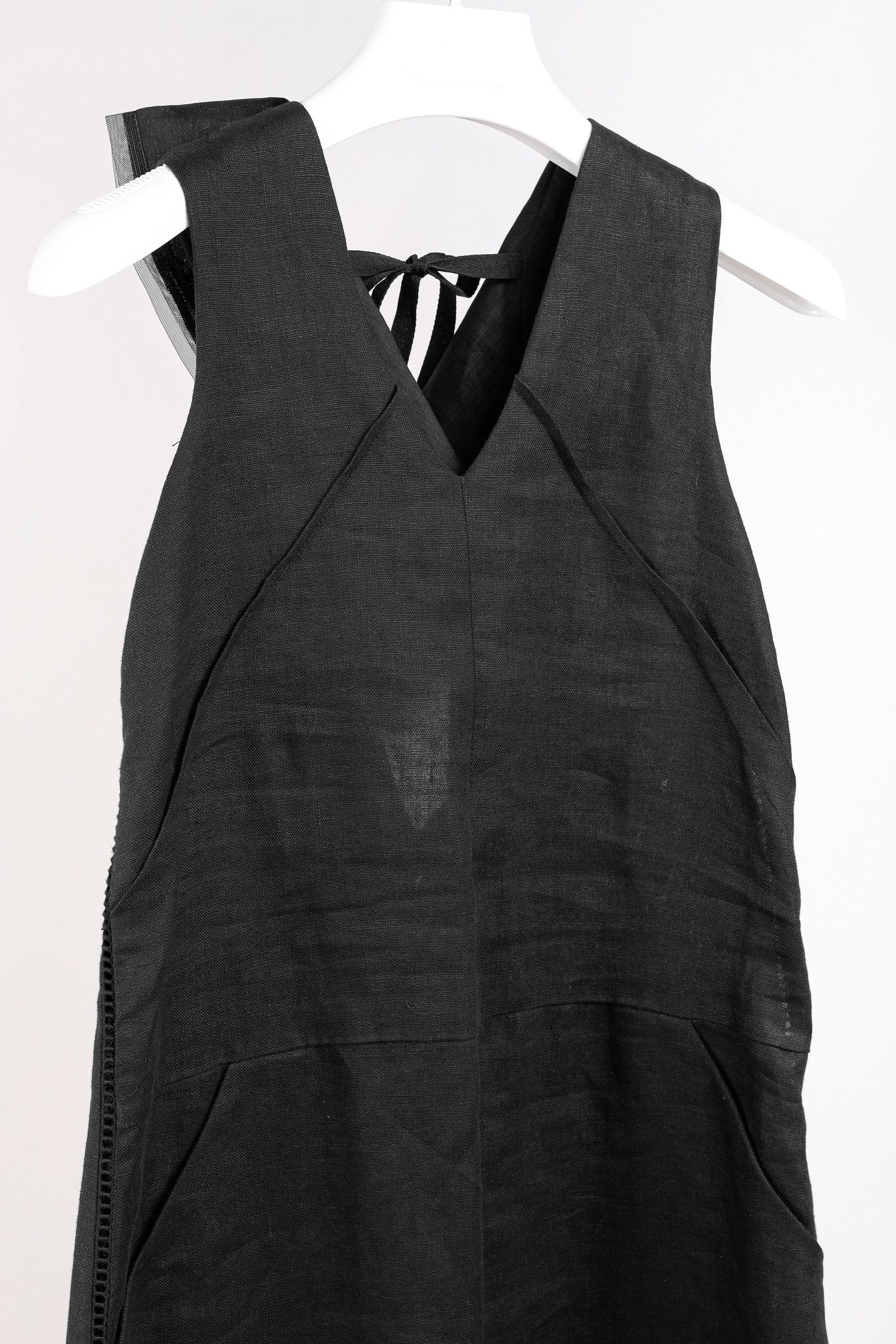 Other Denis Gagnon Ruffle Back Sleeveless Black Linen Dress Size S / US 4 / IT 40 - 3 Thumbnail