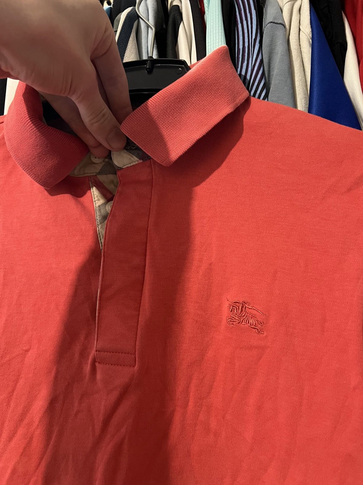Burberry VINTAGE BURBERRY LONDON NOVA CHECK POLO T SHIRT ORANGE SZ L Size US L / EU 52-54 / 3 - 3 Thumbnail