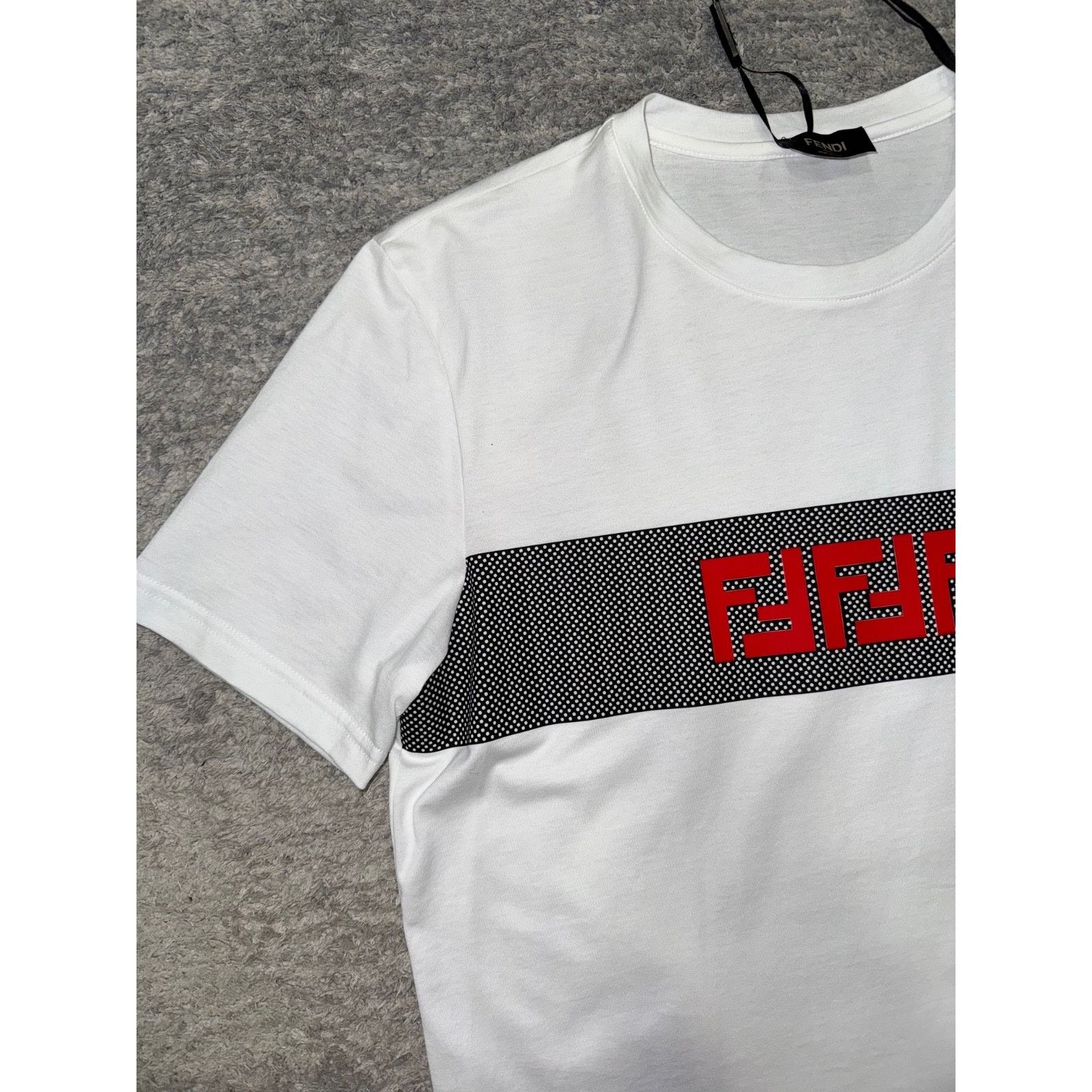 Fendi Fendi White Black Mesh Short Sleeve Cotton T-Shirt Medium M Size US M / EU 48-50 / 2 - 6 Thumbnail