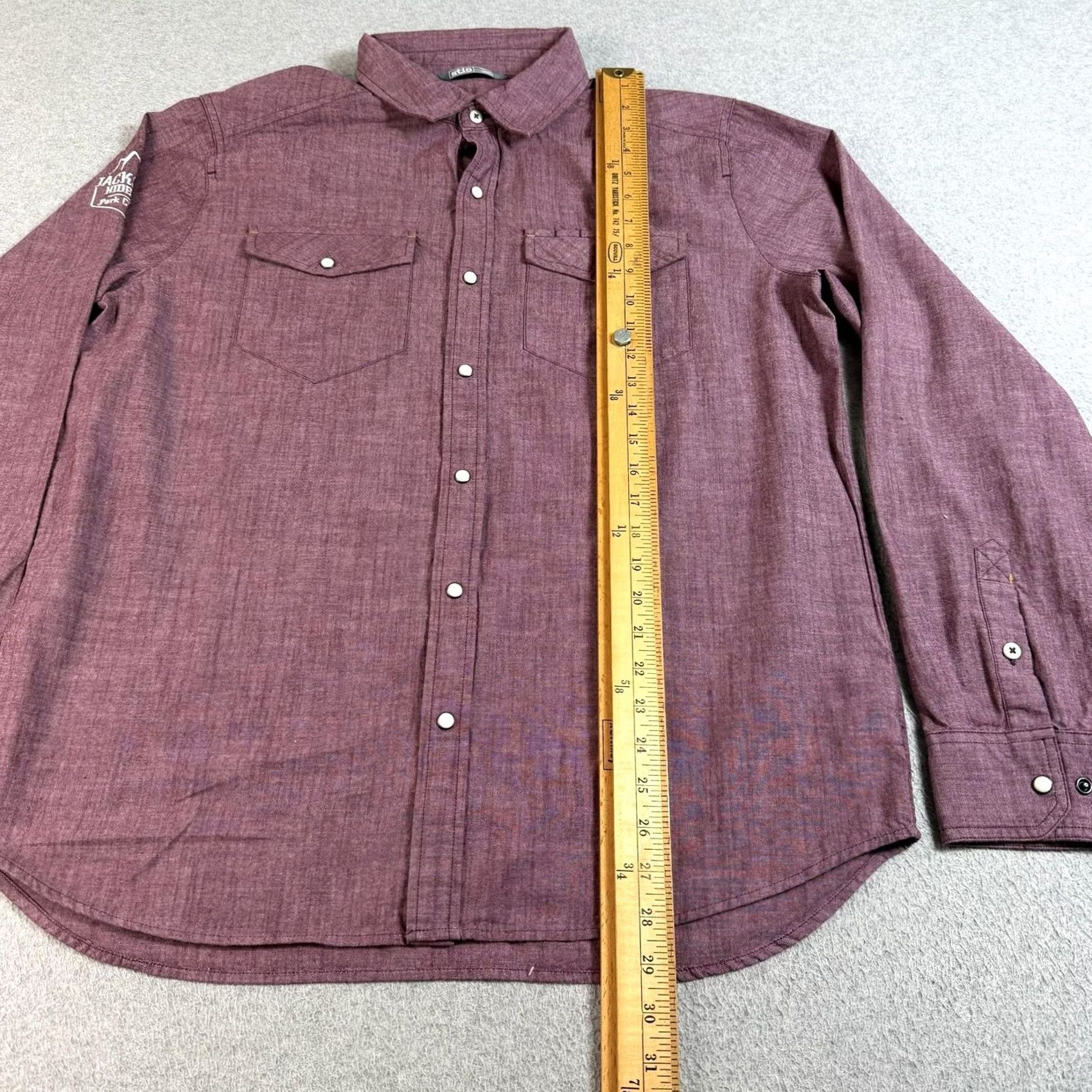 Logo 7 Stio Shirt Mens Large Red Chambray Snap Front Organic Cotton Outdoor Hike Logo Size US L / EU 52-54 / 3 - 7 Thumbnail