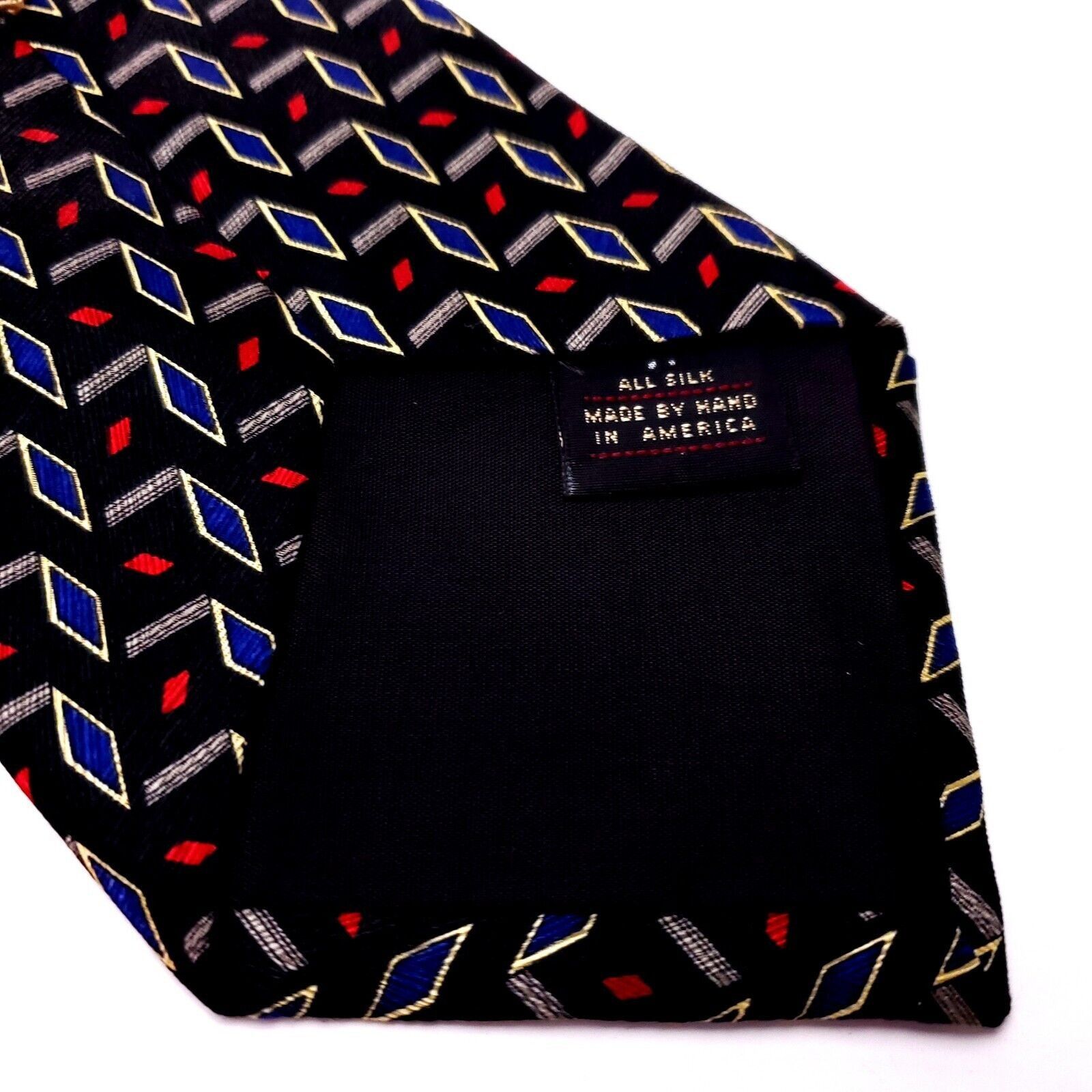 Vintage Ferrell Reed Nordstrom Silk Tie Black Red Blue Geometric USA Size ONE SIZE - 4 Thumbnail