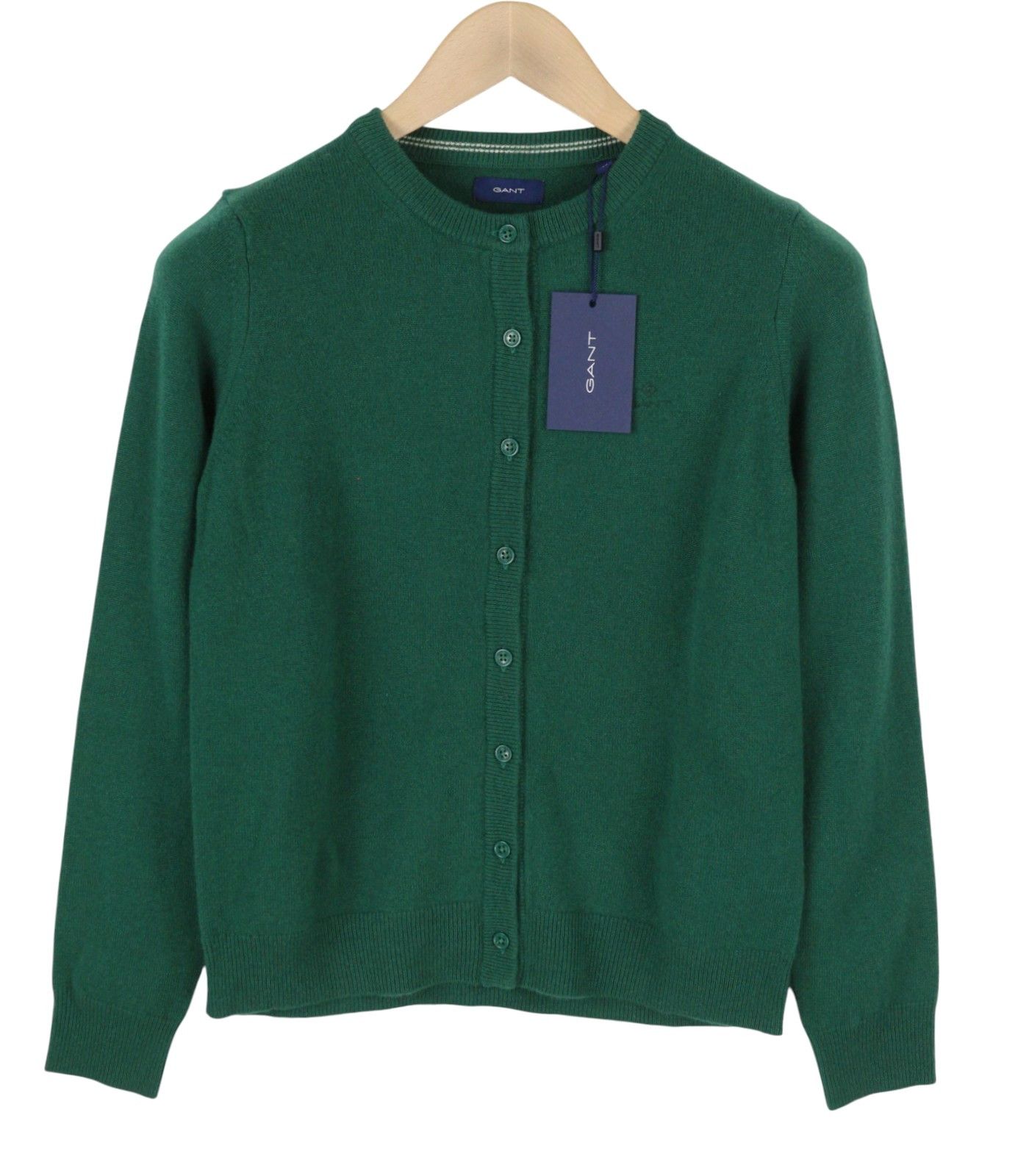 SUPERFINE LAMBSWOOL CREW CARDIGAN XS Ivy Green 88083