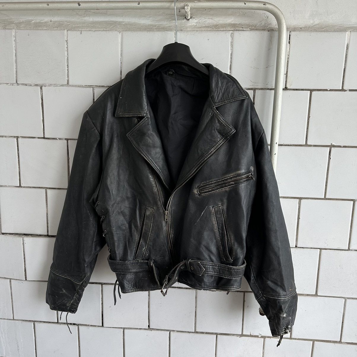 image of Vintage Japanese Style Moto Leather Jacket Style Usa Y2K 90's in Black, Women's (Size XL)
