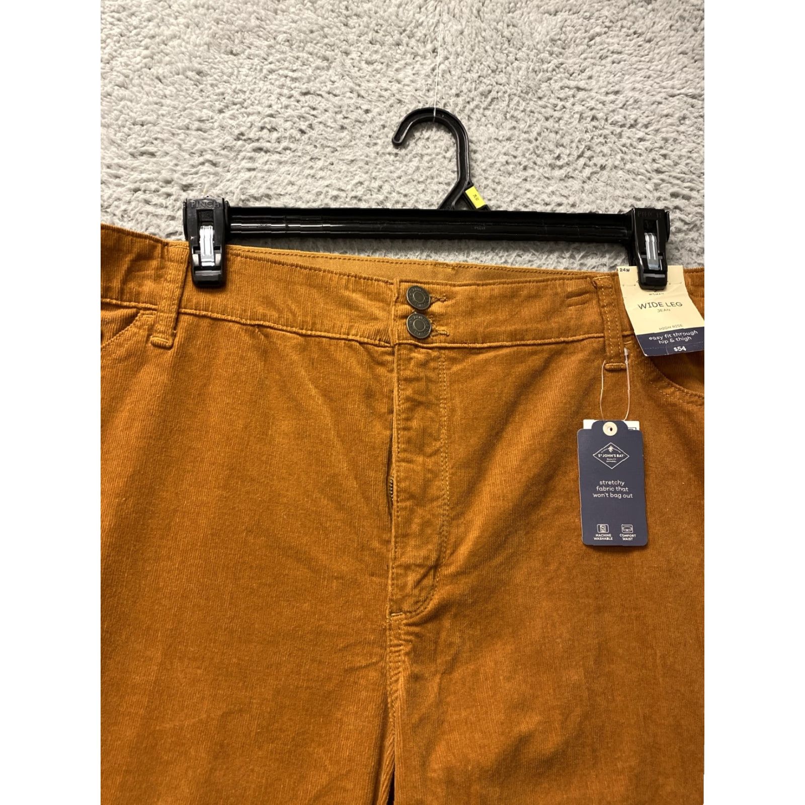 Vintage St. John's Bay Women’s Wide Leg Pants 24W Corduroy Brown Pecan Straight Casual Outdoor Size 42" / US 20 - 2 Thumbnail