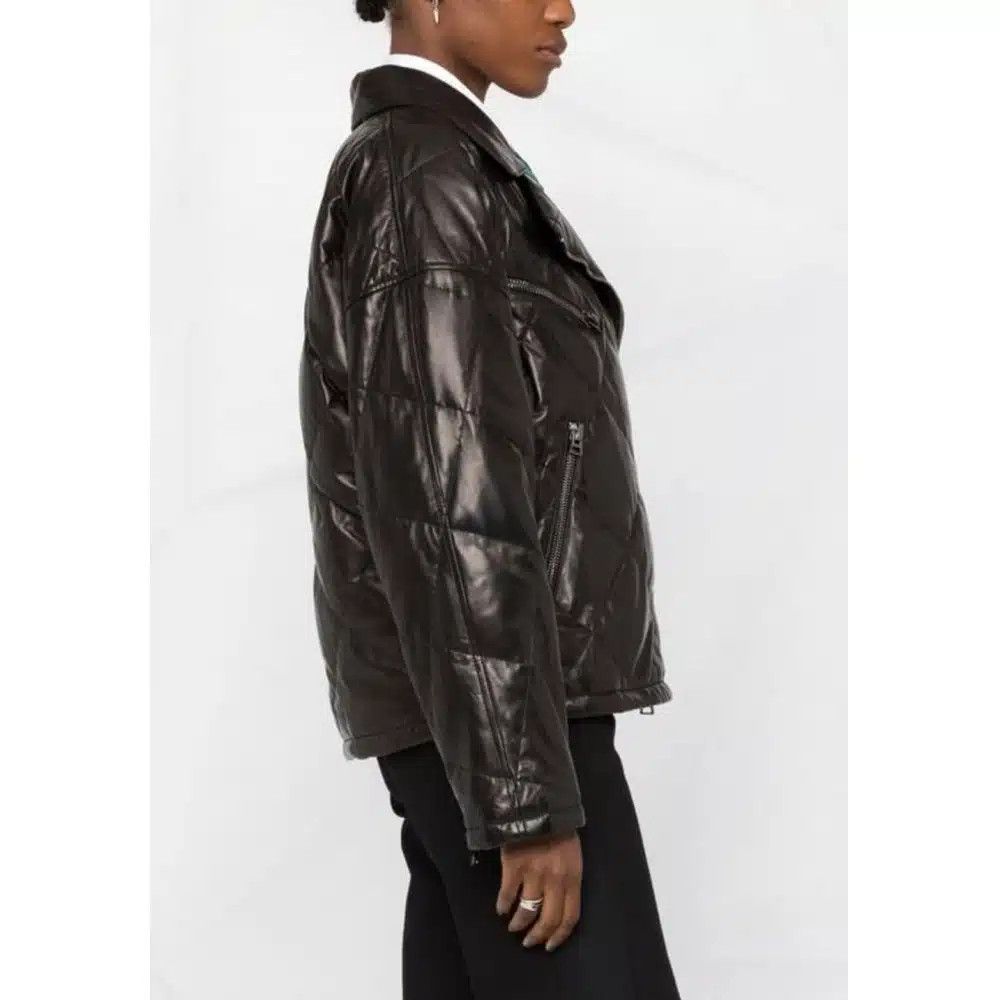 o1loc1c1024 CSL693 Quilted Leather Jacket in Black