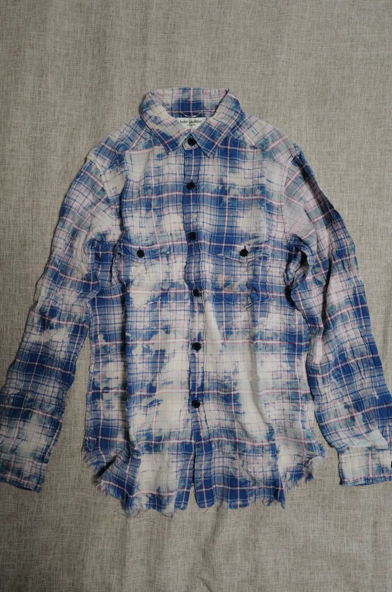 Saint Laurent Paris distressed plaid shirt by saint laurent Size US S / EU 44-46 / 1 - 1 Thumbnail