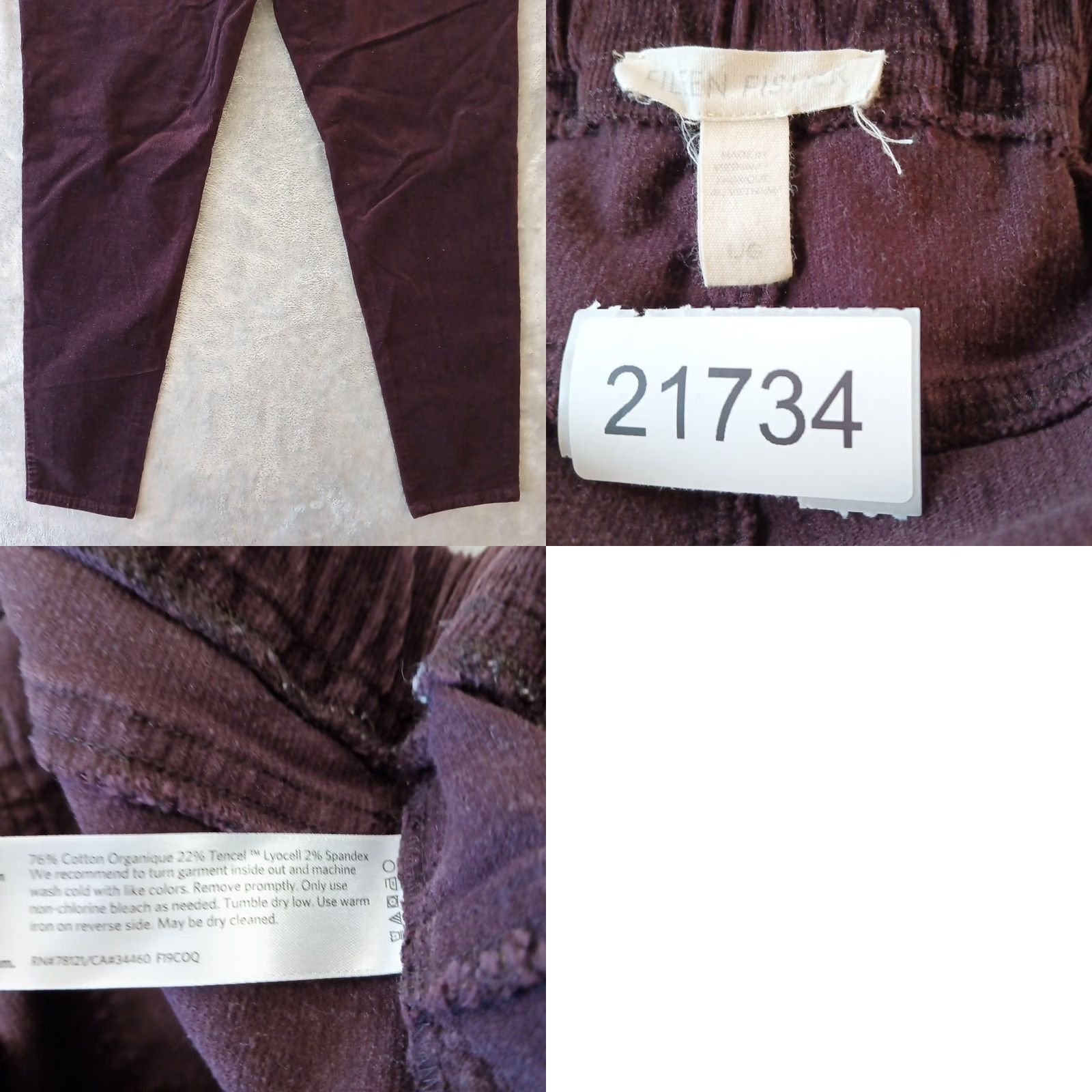 Eileen Fisher Eileen Fisher Pants Ankle Women's Large Purple Corduroy Skinny Pull On Stretch Coastal Regular Inseam 28" Size 36" / US 14 / IT 50 - 8 Thumbnail
