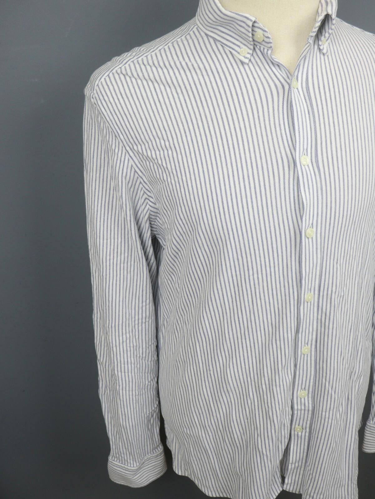 Designer Hackett London White Striped Button Down Shirt Size XL Size US XL / EU 56 / 4 - 4 Thumbnail