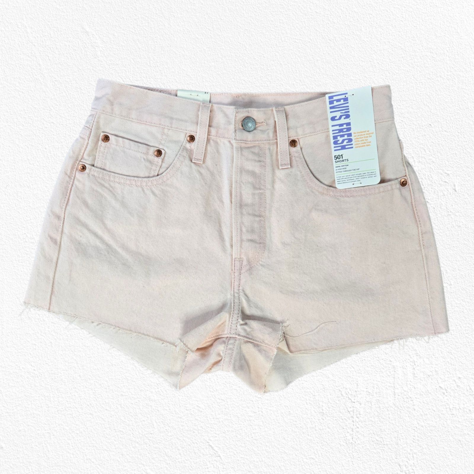 Levi's 501 Peach Pink Cut Off Denim Shorts Size 27
