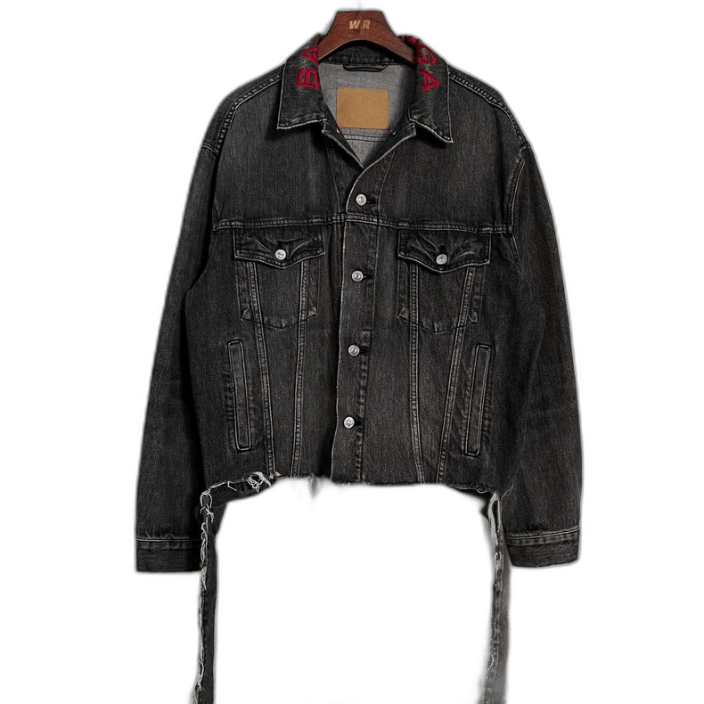 Balenciaga Balenciaga Black Gray Denim Jacket with Logo-2505 Size US S / EU 44-46 / 1 - 1 Thumbnail