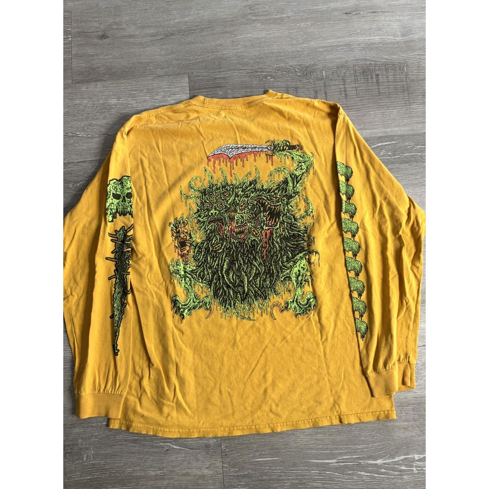 Vintage Horror Monster Shirt Mens XL Yellow Long Sleeve Sanguisugbogg Tee T-Shirt Size US XL / EU 56 / 4 - 4 Thumbnail