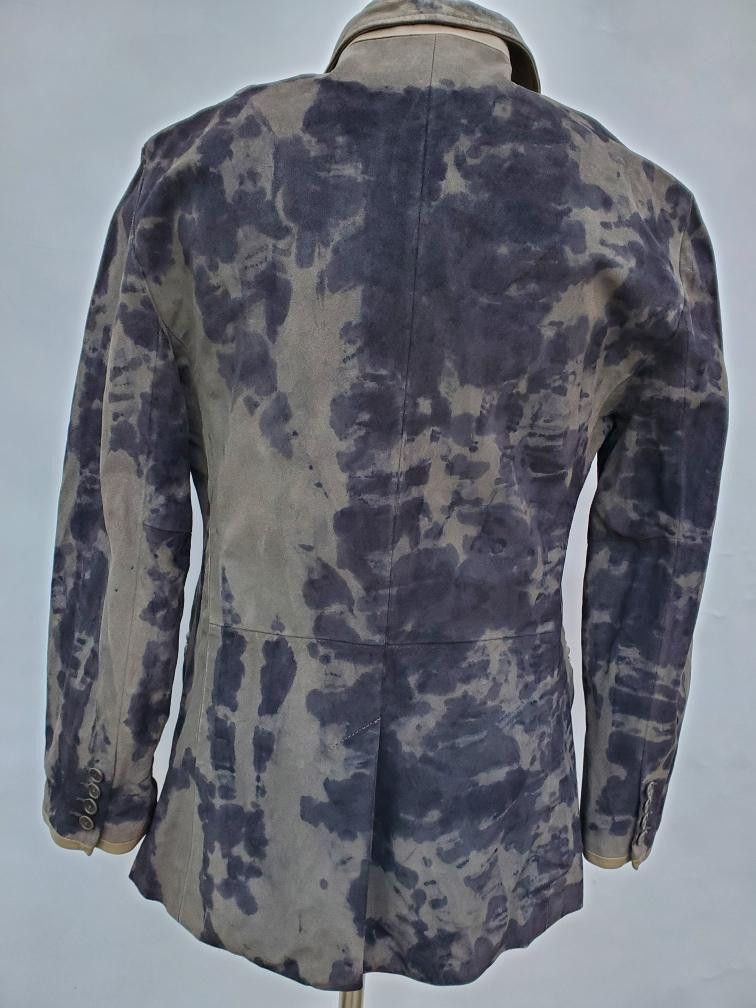 John Varvatos leather jacket tie dyed blazer black grey gray small med L Size US L / EU 52-54 / 3 - 2 Thumbnail