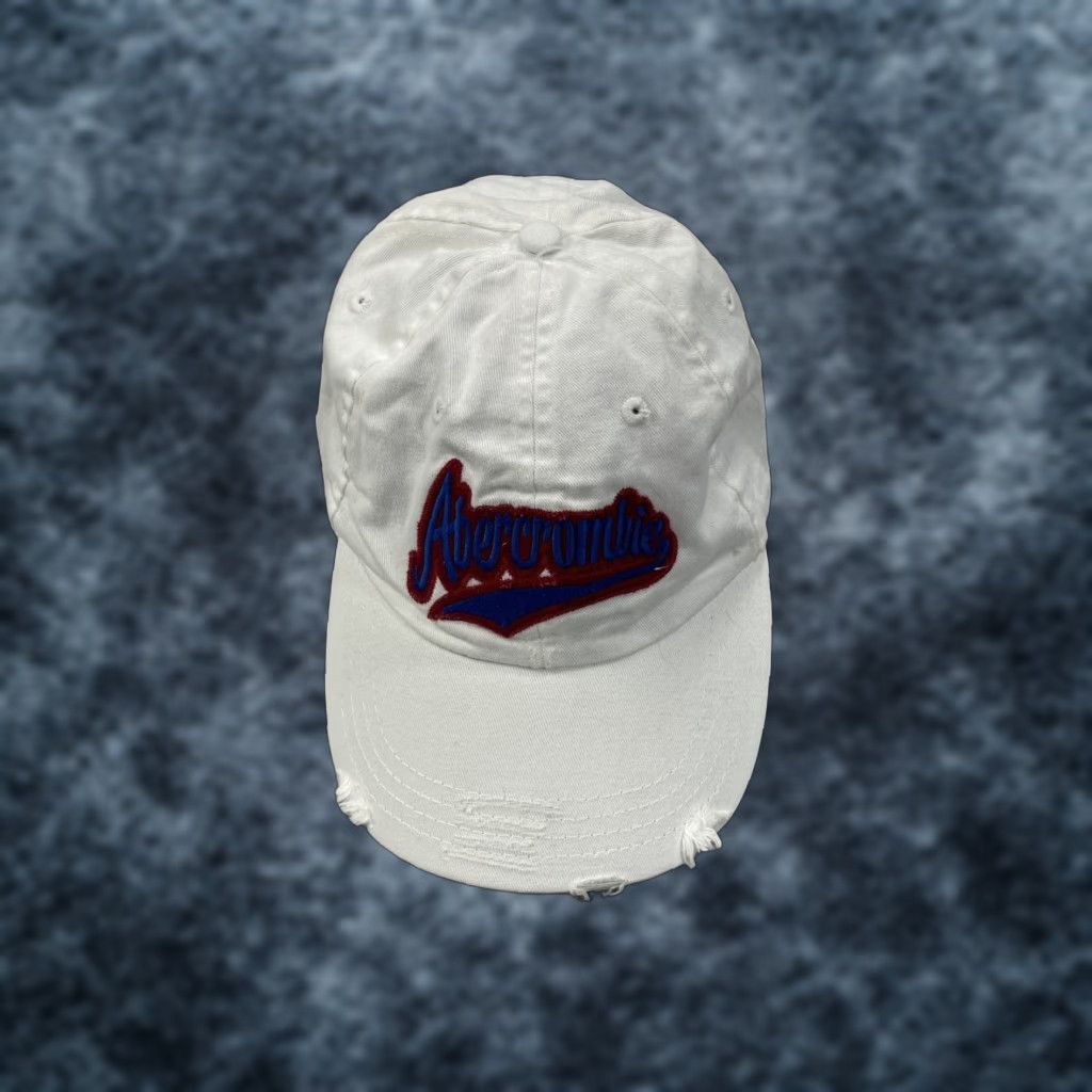 Abercrombie & Fitch VINTAGE Abercrombie & Fitch Hat Men One Size White Baseball Cap Adjustable Moose Script Distressed Logo Y2K 90s Dad Outdoor Casual Travel Mens Size ONE SIZE - 1 Thumbnail