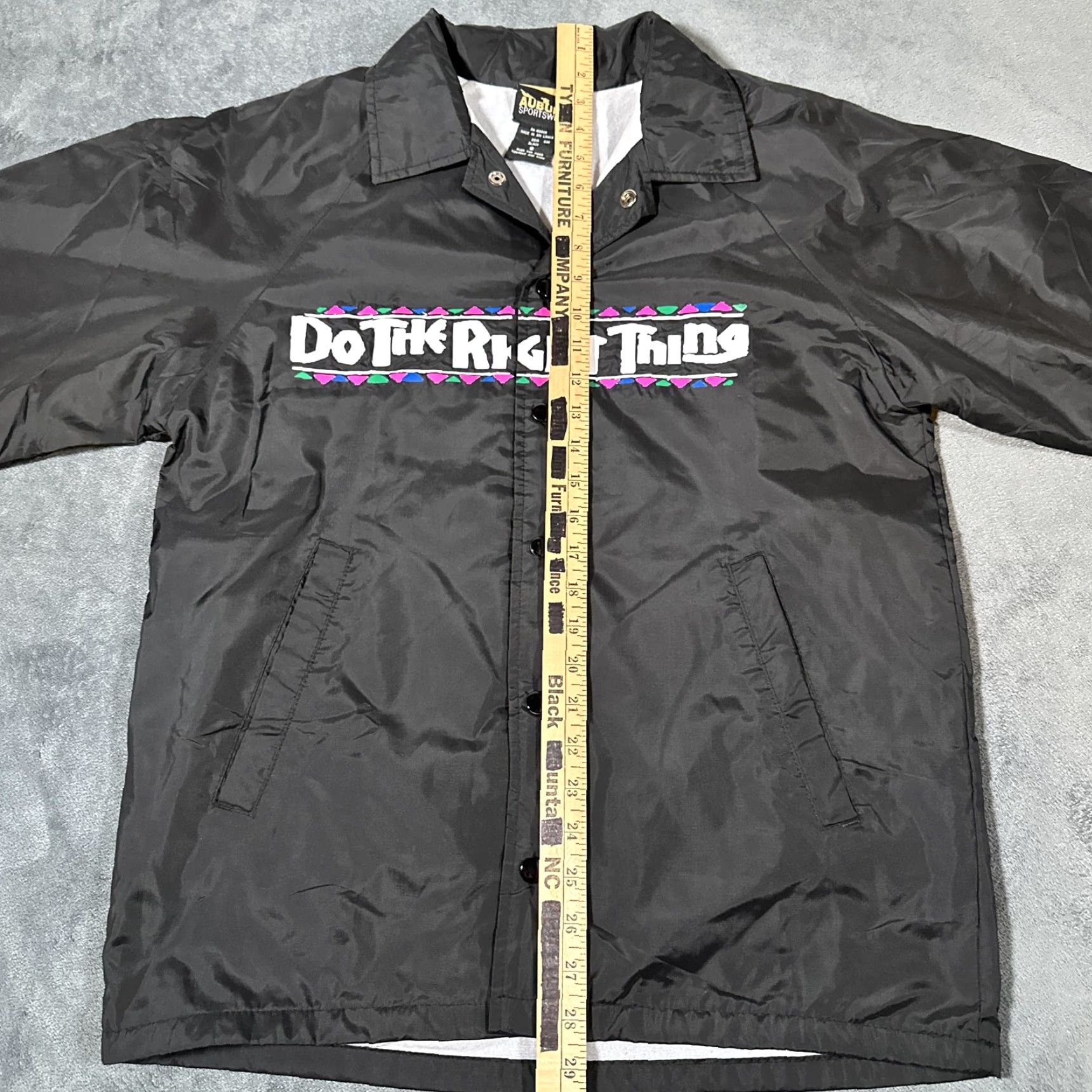 Coach VINTAGE Auburn Sportswear Do The Right Thing Jacket Mens Small Black Windbreaker Snap Button 90s Hip Hop Size US S / EU 44-46 / 1 - 7 Thumbnail