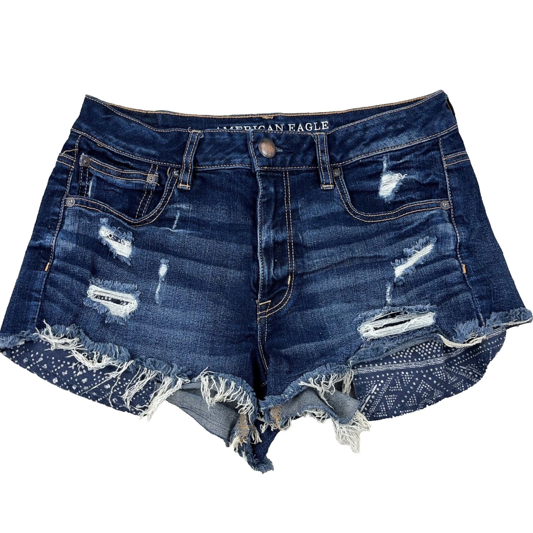 American Eagle Outfitters VINTAGE: No (skip) American Eagle Shorts Women 8 Cut Off Hi Rise Festival Jorts Dark Wash Raw Hem Size 26" / US 2 / IT 38 - 2 Thumbnail